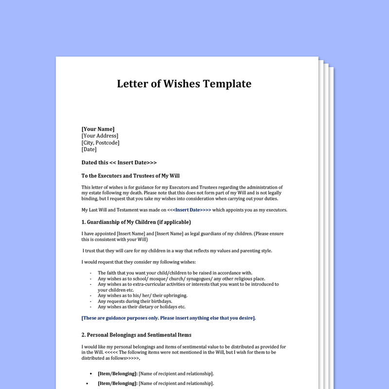 Letter Of Wishes Template England Wales Letter Of Wishes Template England Wales