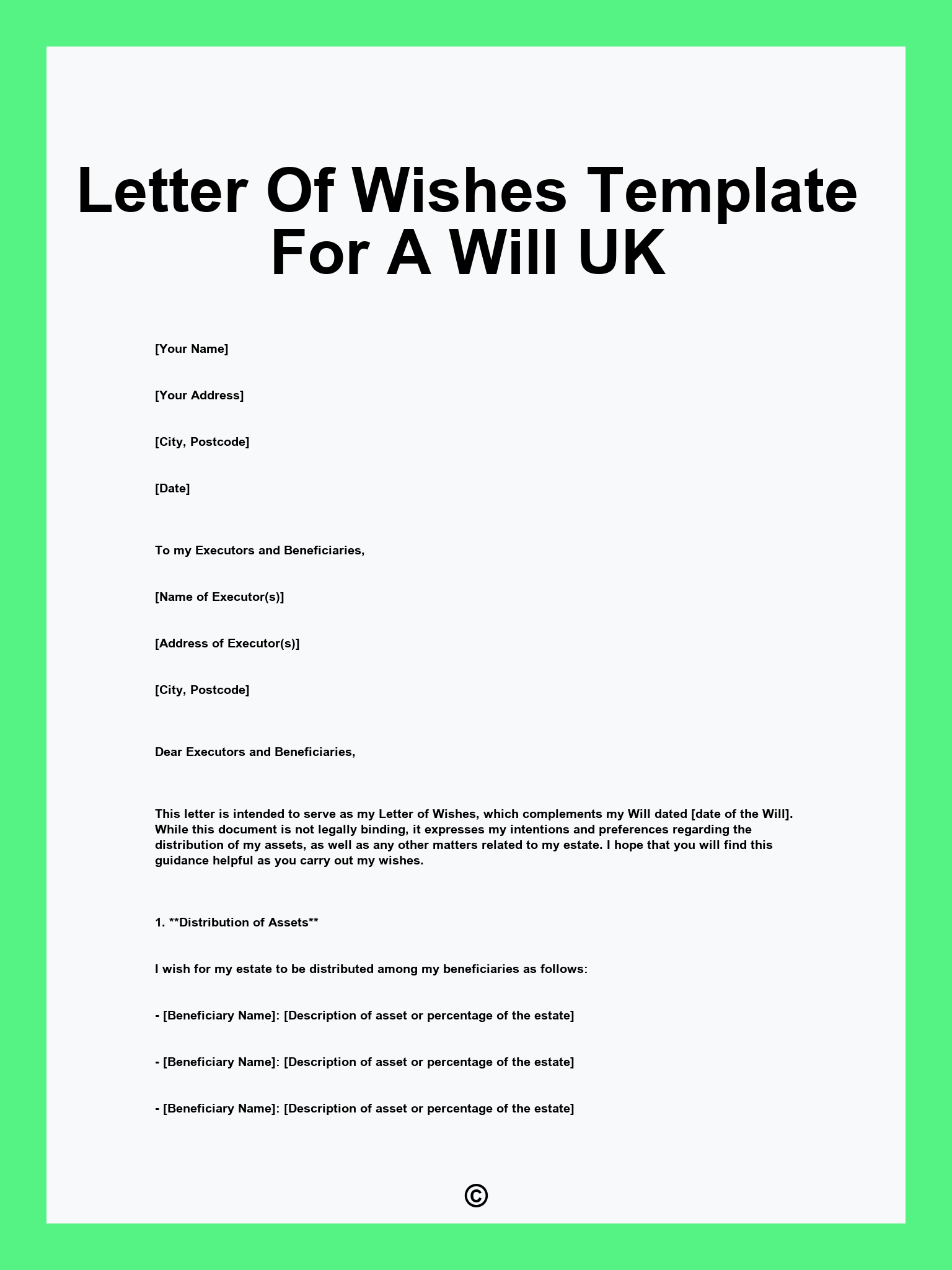 free letter of wishes sample template free letter of wishes sample template