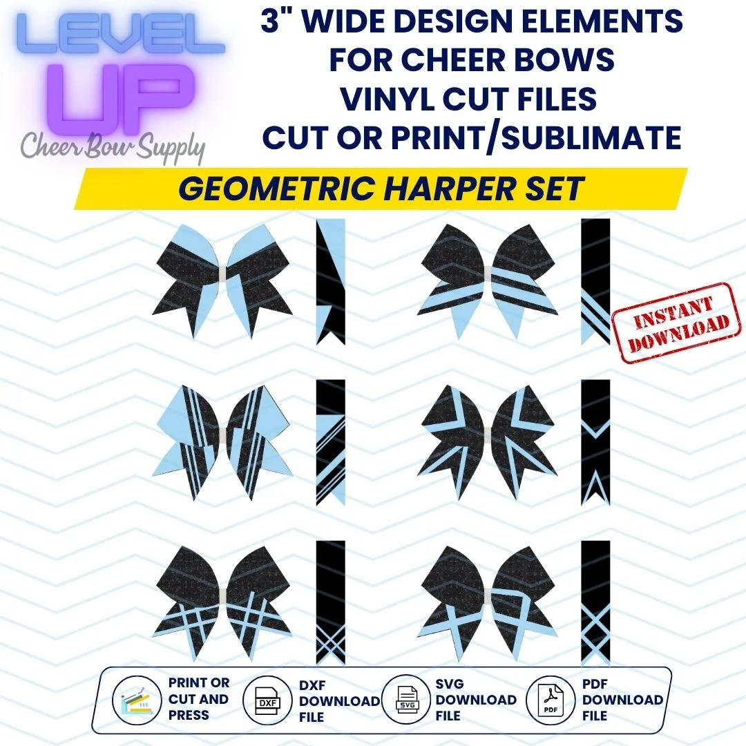 Level Up Vinyl Elements Cut Files 3 Cheer Bow Template Download