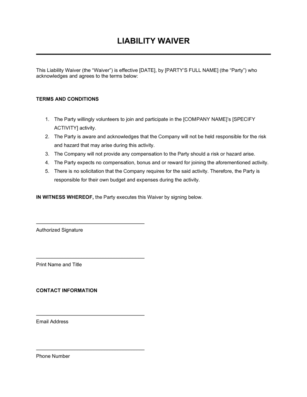 Liability Waiver D12884 Liability Waiver D12884