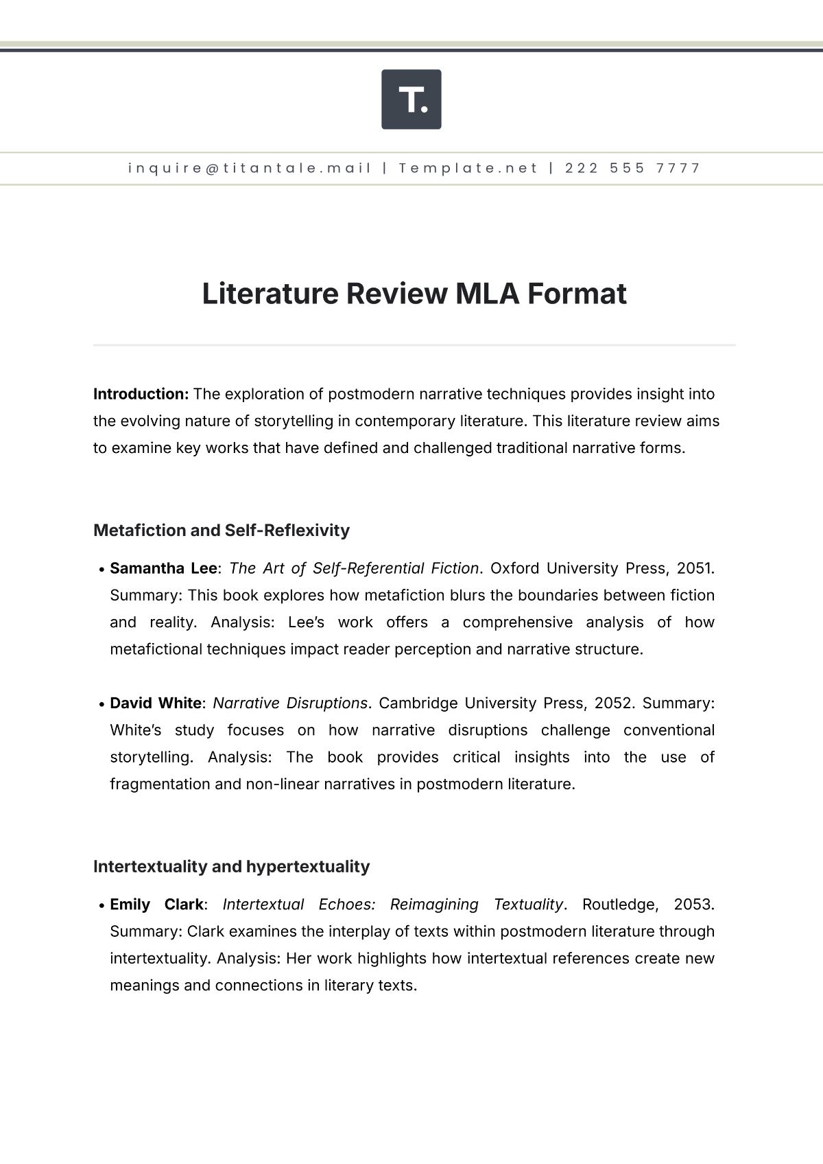 literature review sample template literature review sample template