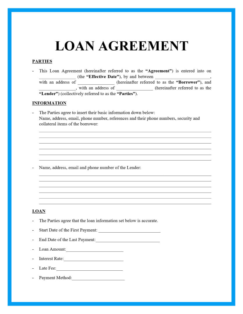 Loan Agreement Template Loan Agreement Template