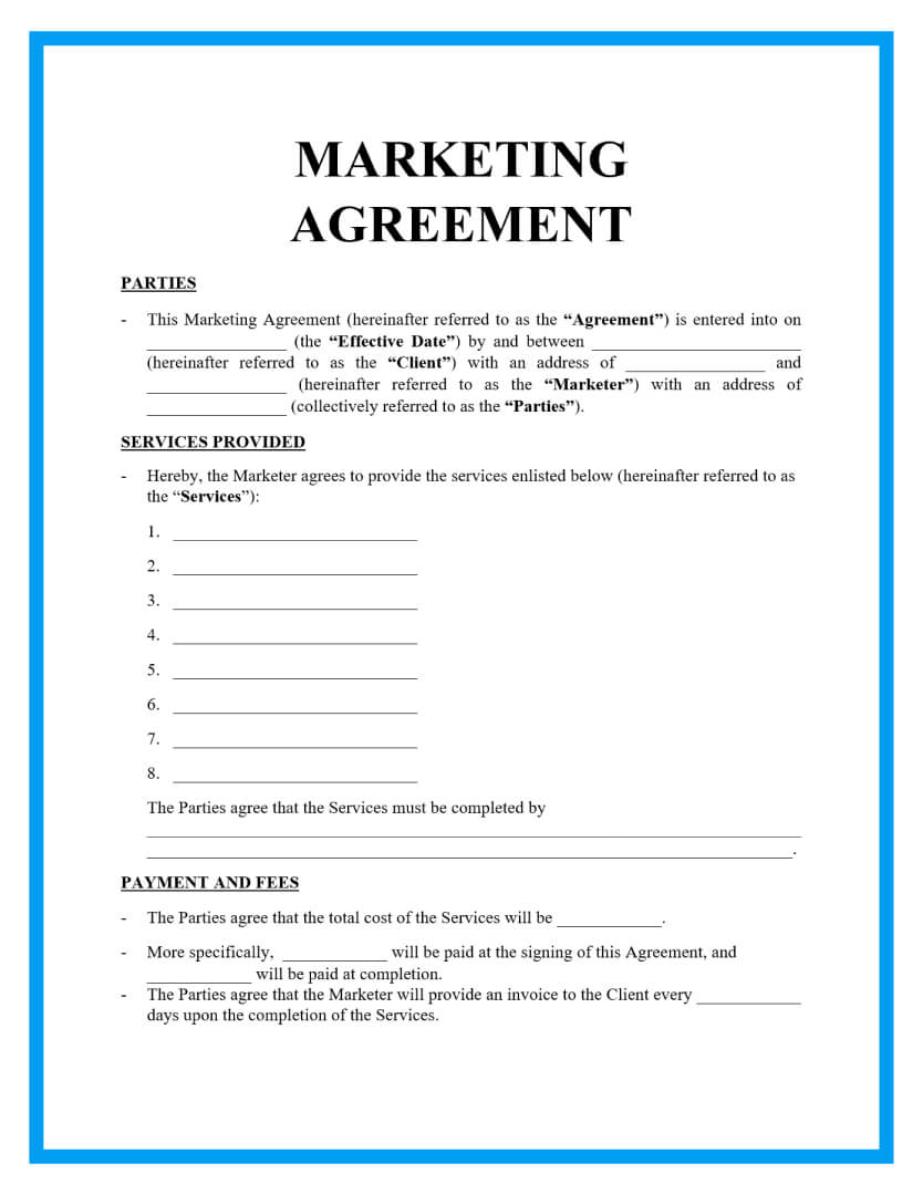 Marketing Agreement Template