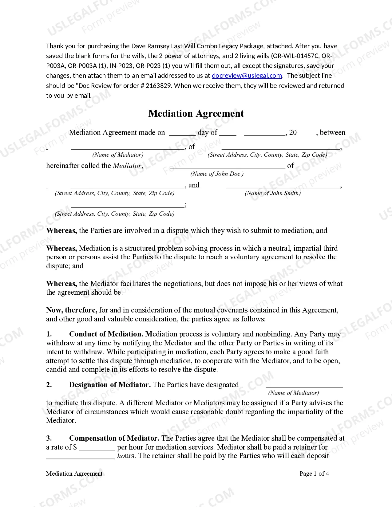 Mediation Agreement
