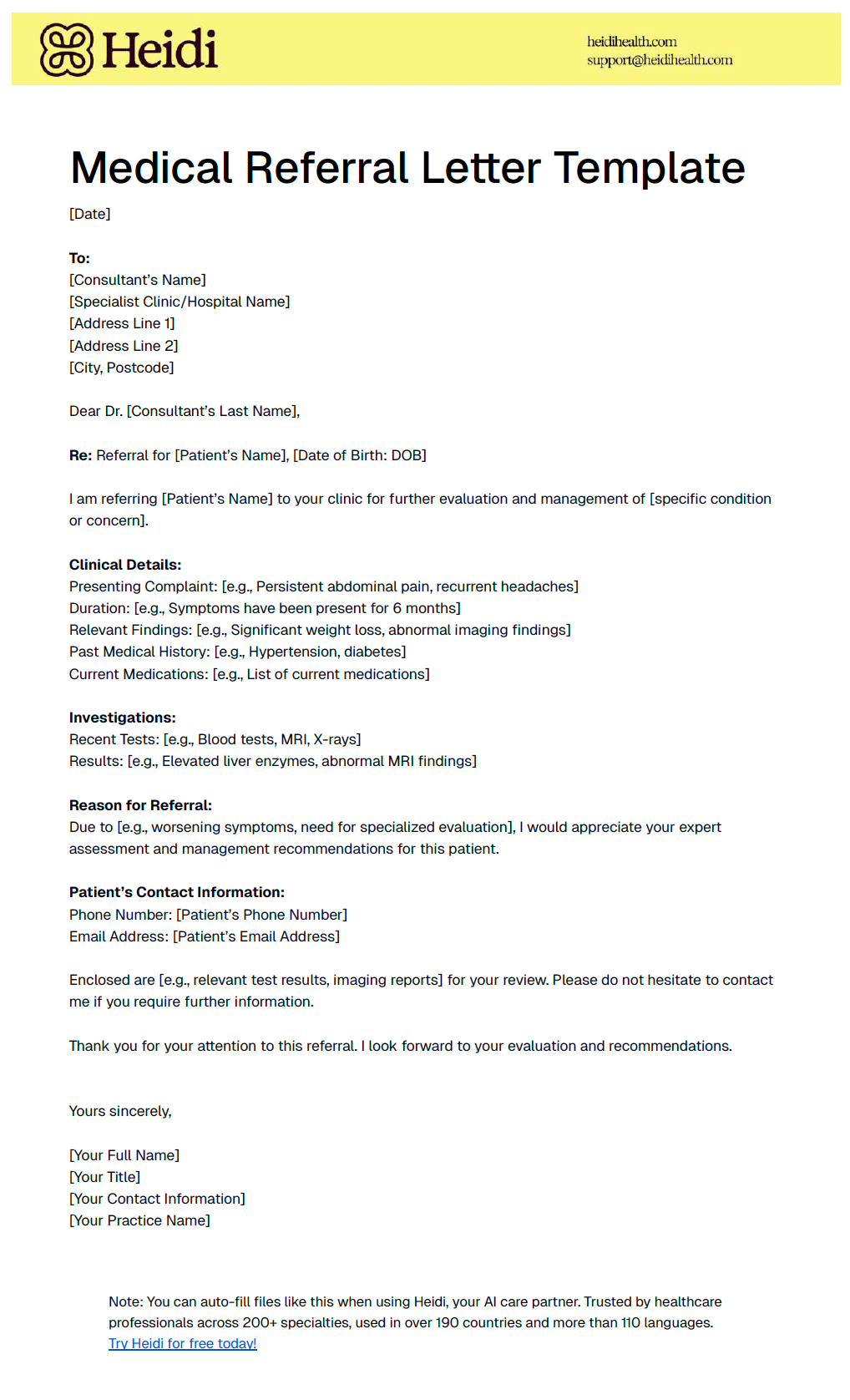 Medical Referral Letter Template With Examples