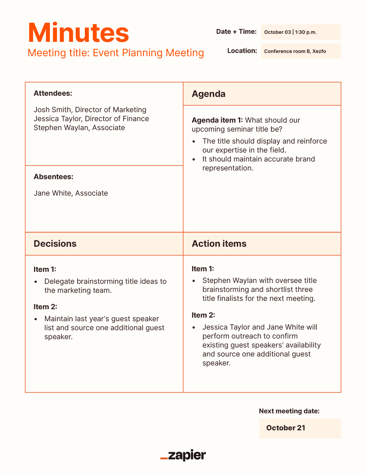 Meeting Minutes Template