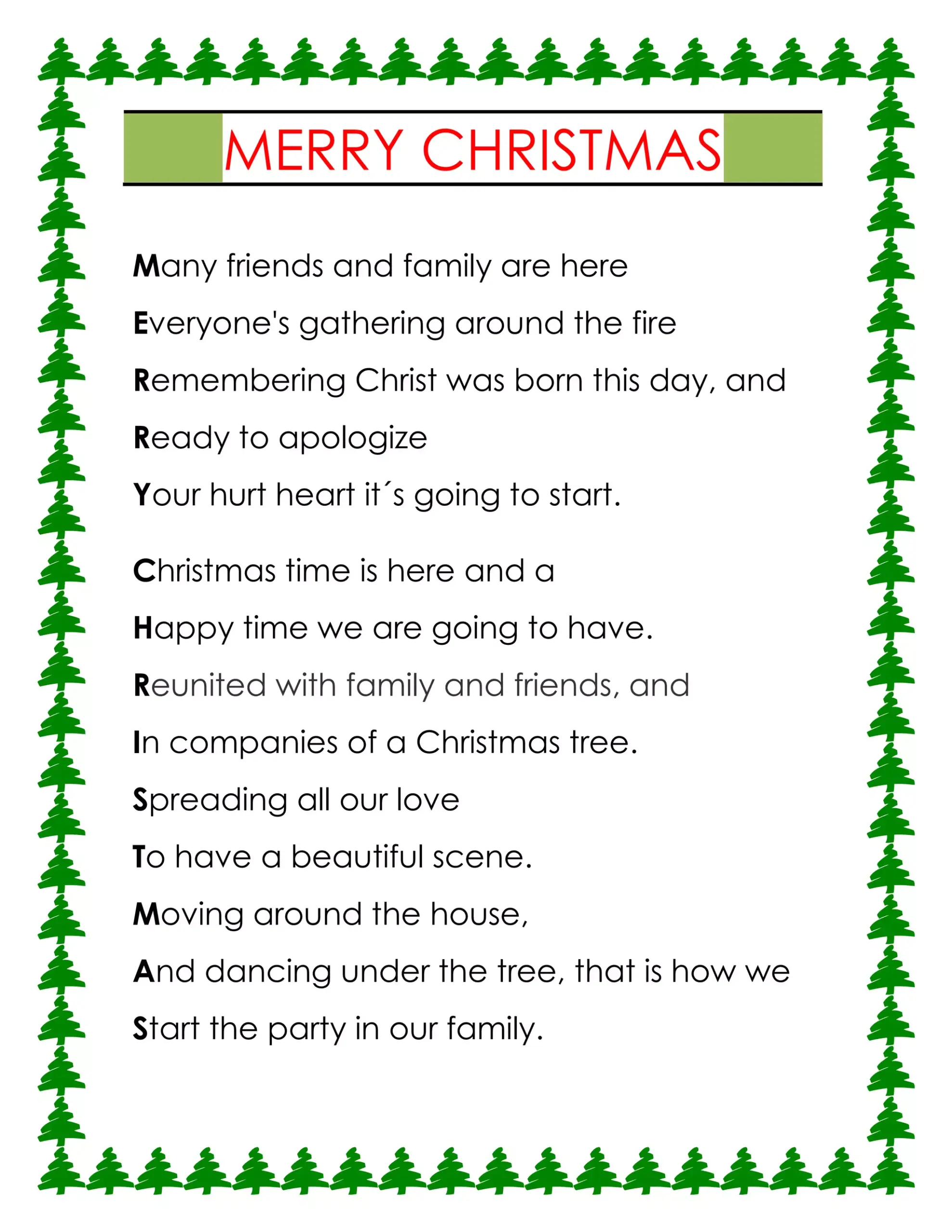 Merry Christmas Acrostic Merry Christmas Acrostic