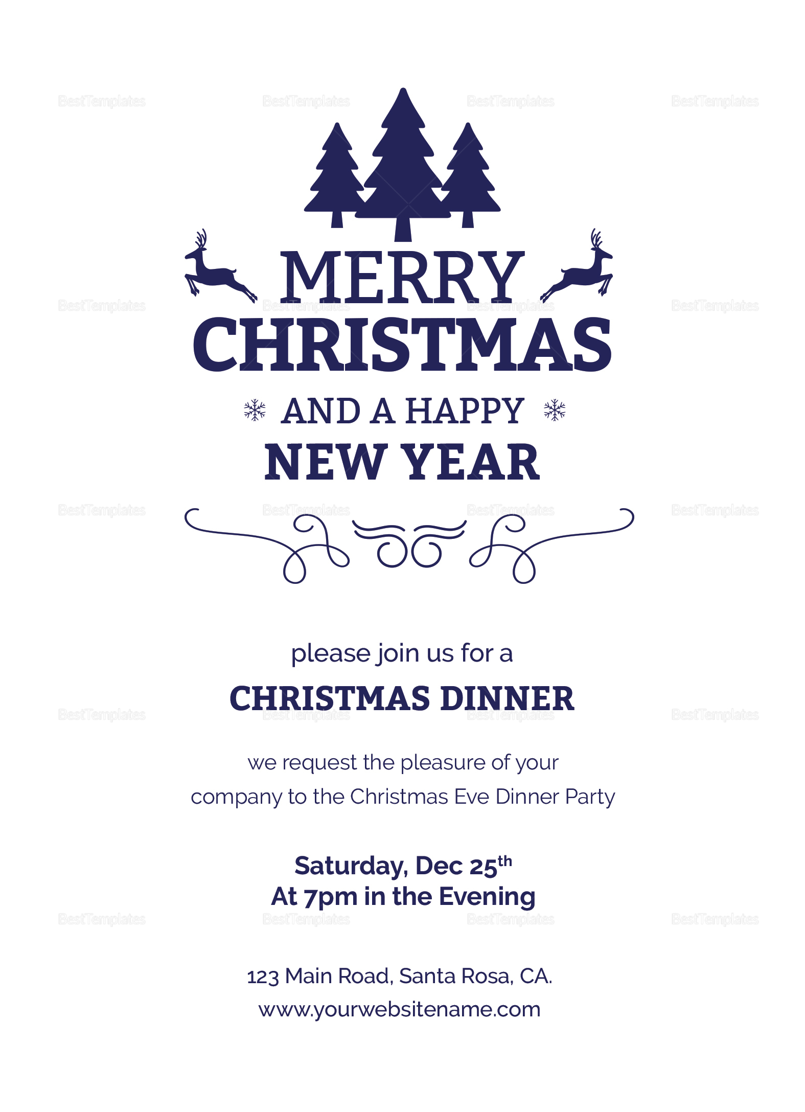 christmas dinner invitation templates