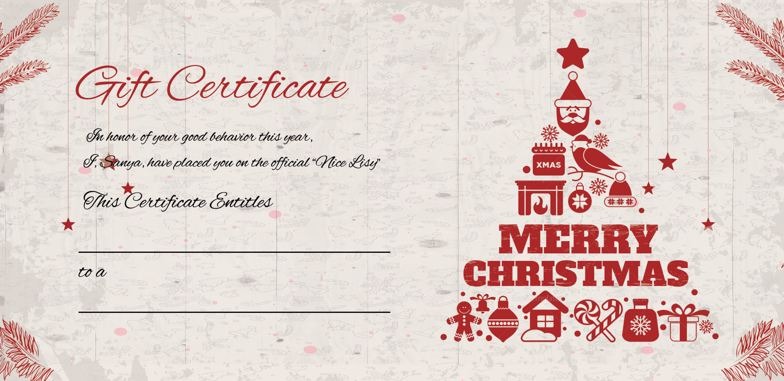 Merry Christmas Gift Certificate Merry Christmas Gift Certificate