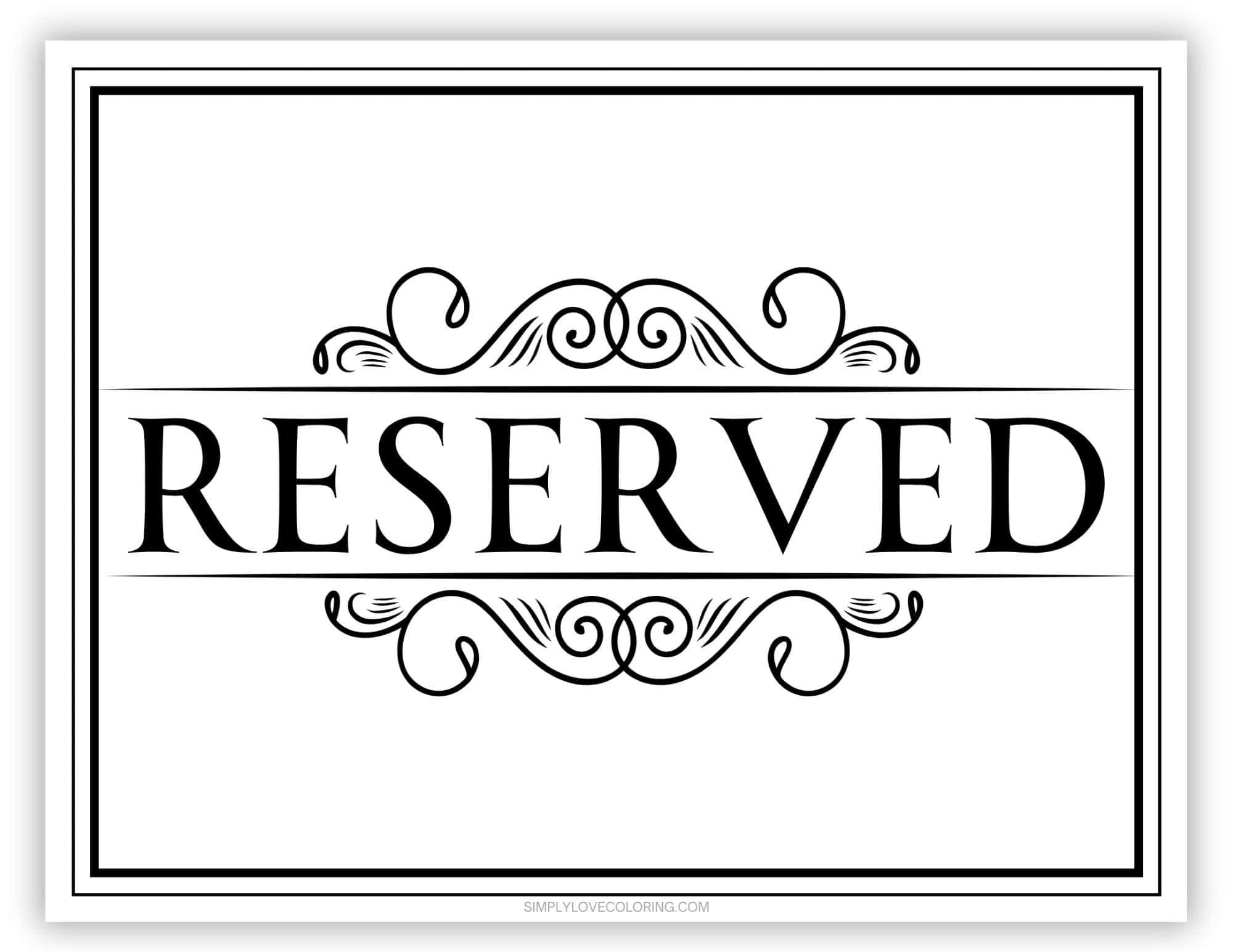 Microsoft Word Free Printable Double Sided Reserved Sign Template