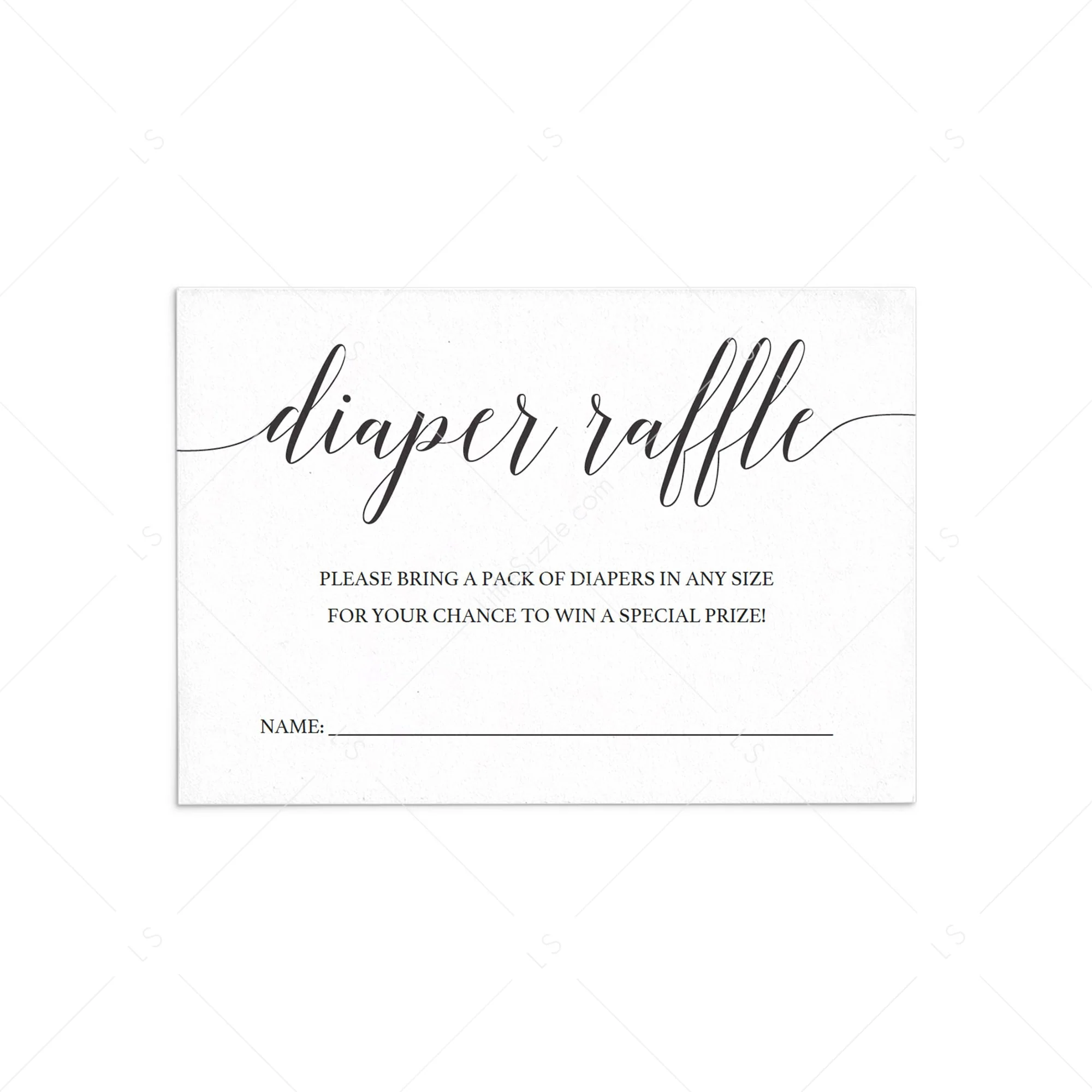 Minimal Baby Shower Diaper Raffle Ticket For Gender Neutral Shower