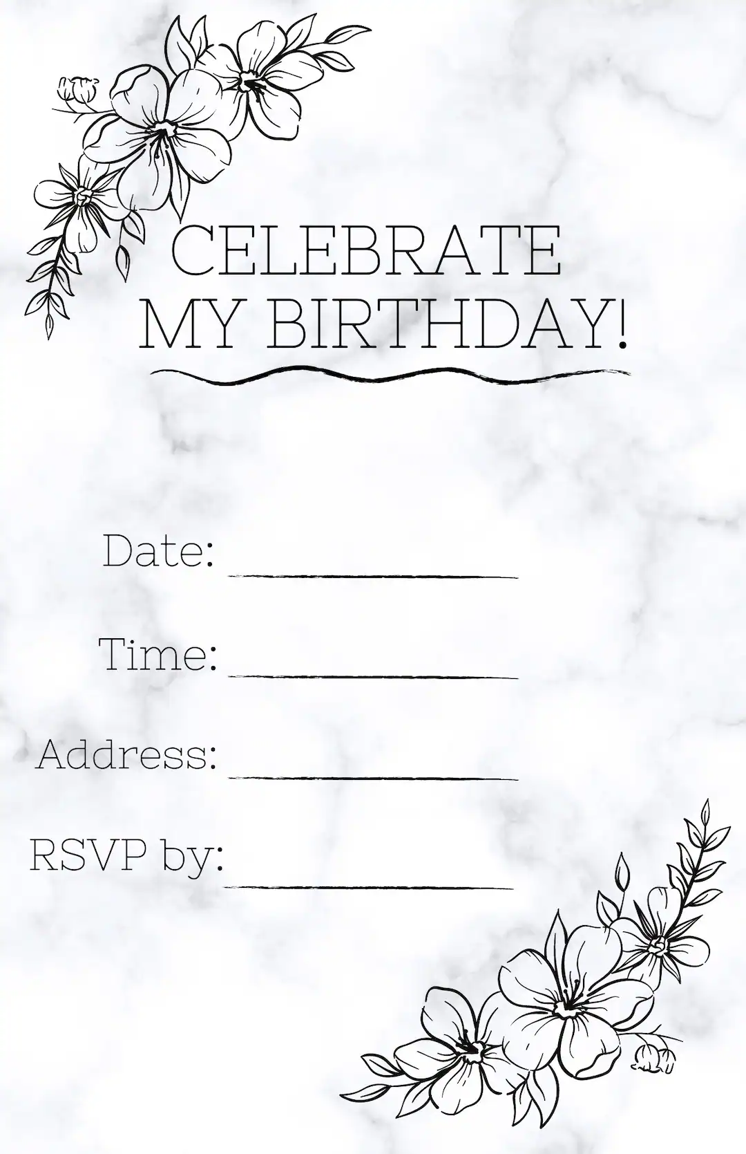 Minimalist Birthday Party Invite Digital Minimalist Birthday Party Invite Digital