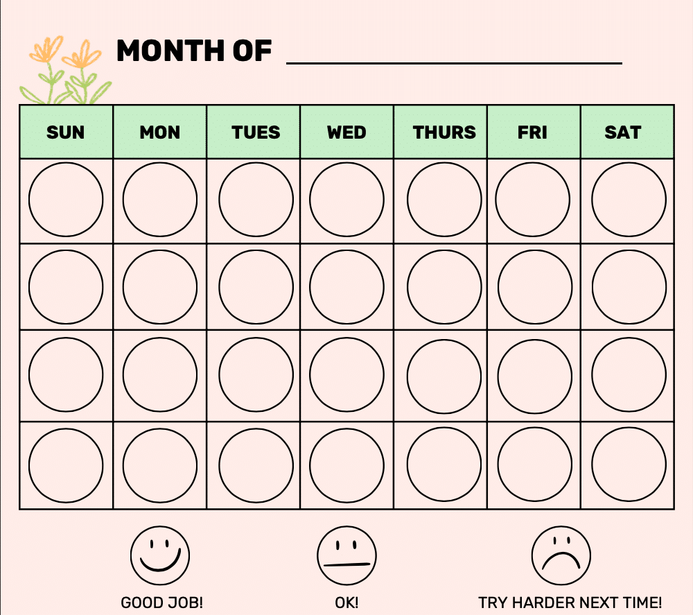 Monthly Behavior Chart Free Printable