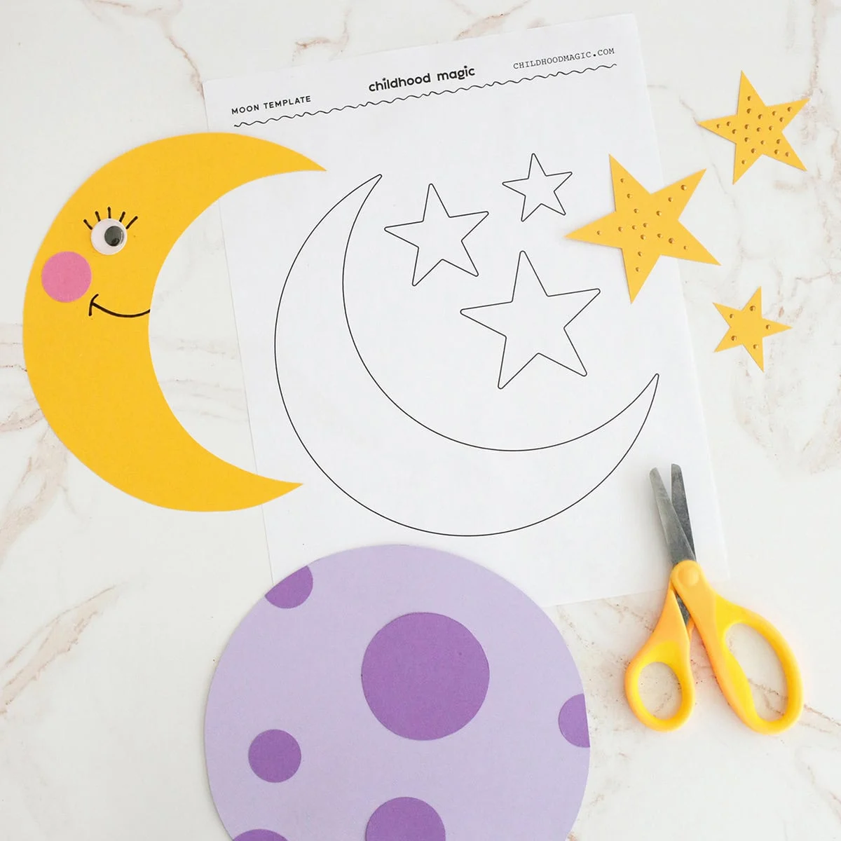 Moon Template Free Printable Coloring Page