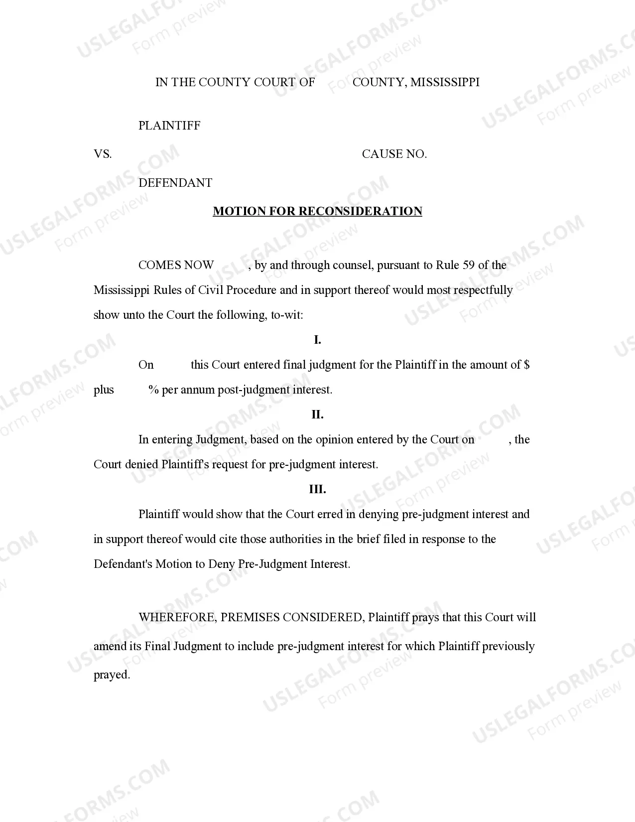Motion For Reconsideration