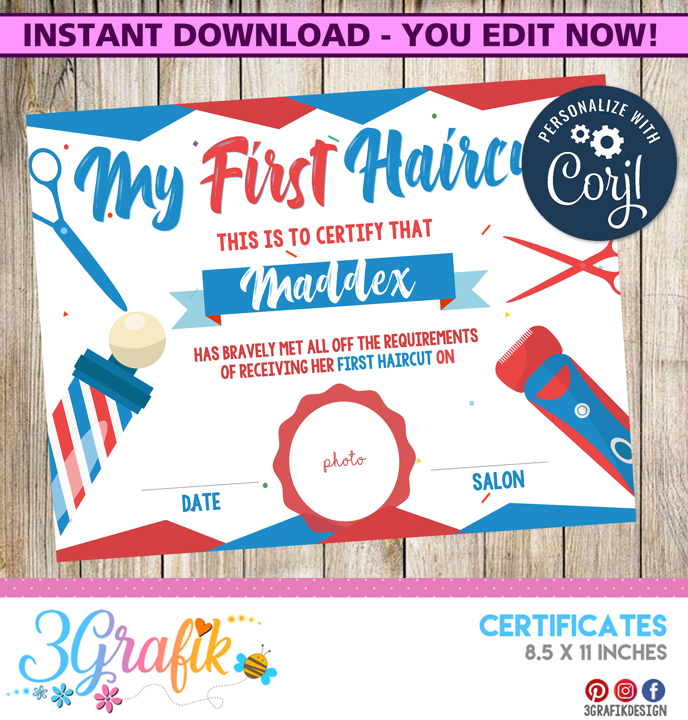 My First Haircut Certificate Printable 2 My First Haircut Certificate Printable 2