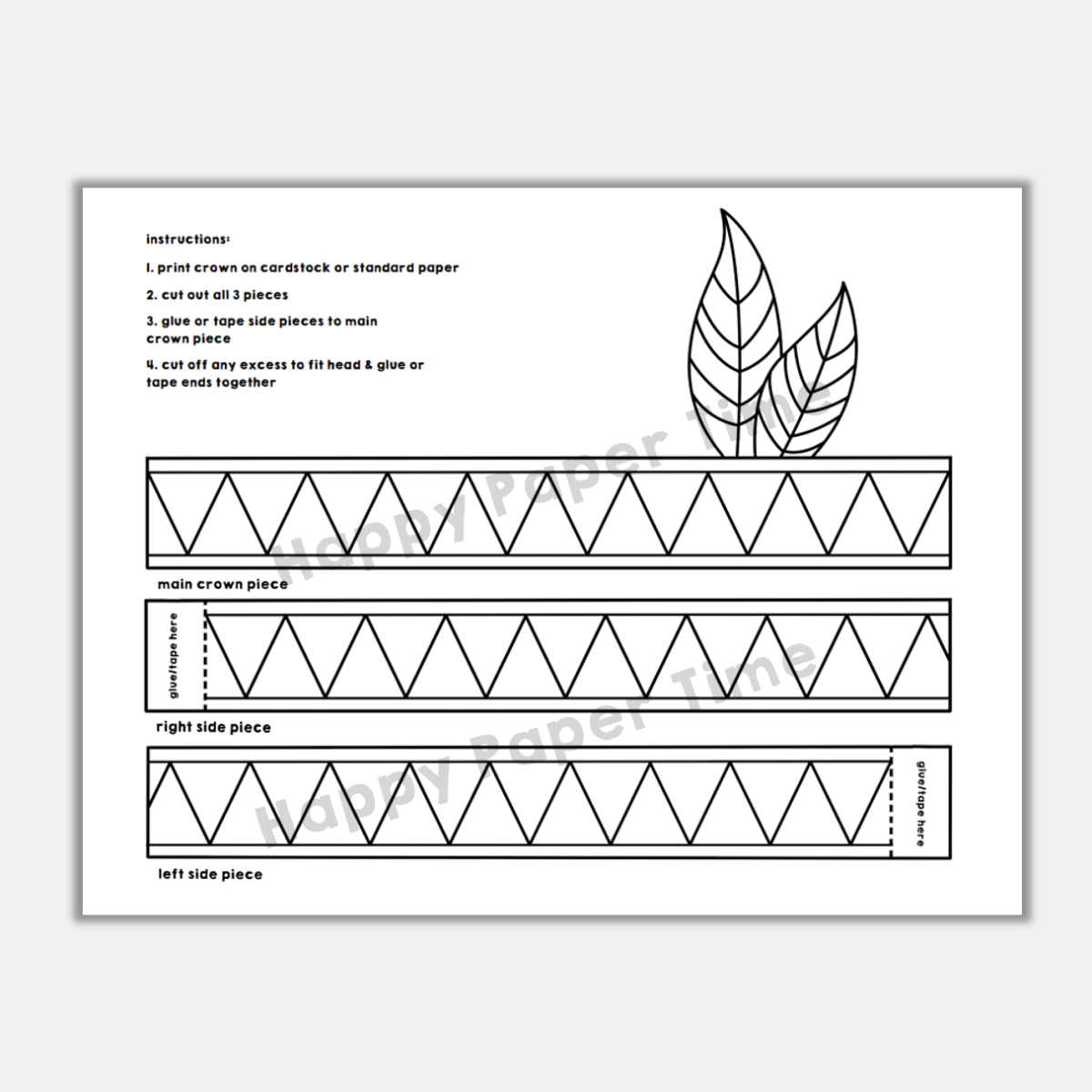 Native American Headband Feathers Paper Crown Printable Coloring Craft Native American Headband Feathers Paper Crown Printable Coloring Craft