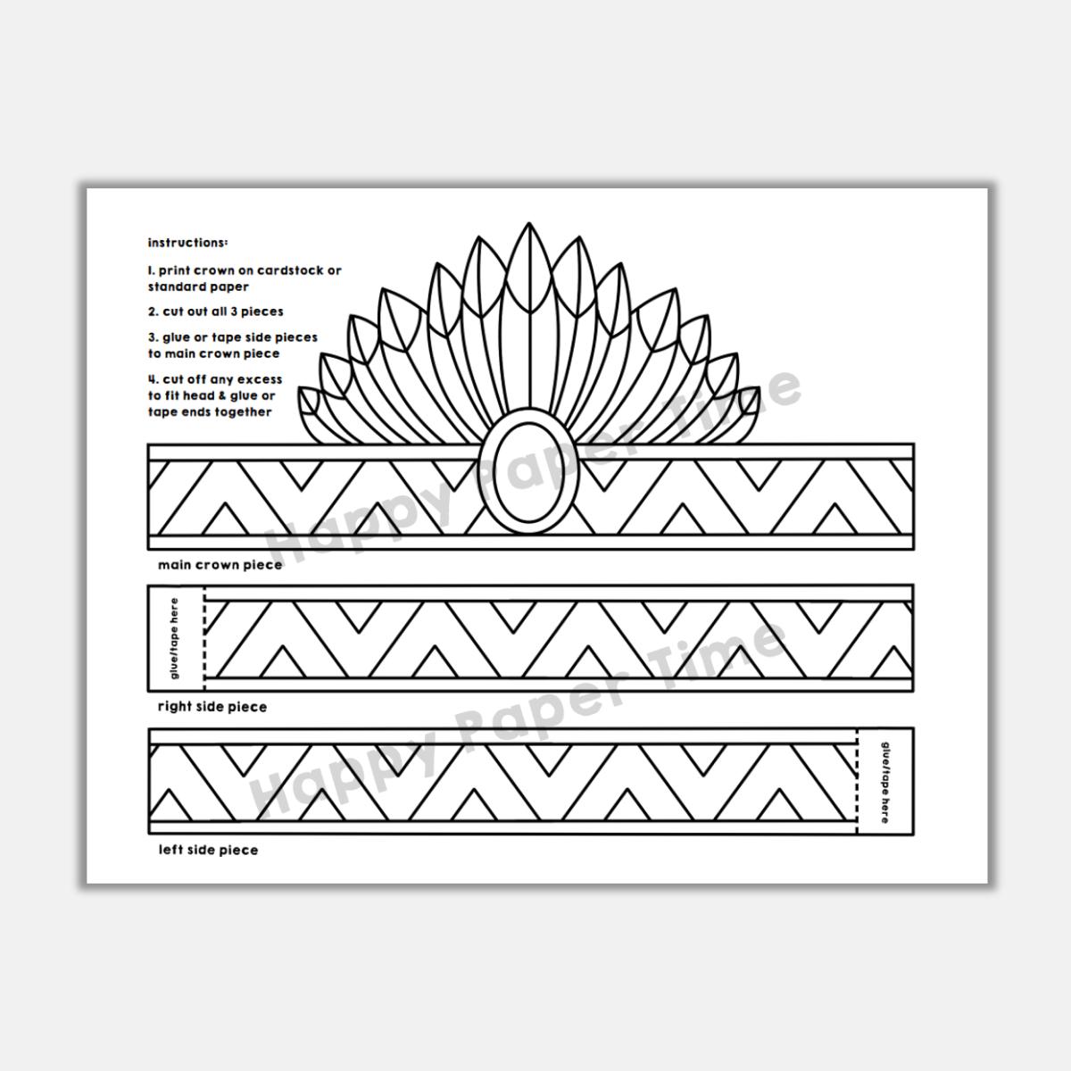 Native American Headdress Feathers Paper Crown Printable Coloring Craft Native American Headdress Feathers Paper Crown Printable Coloring Craft