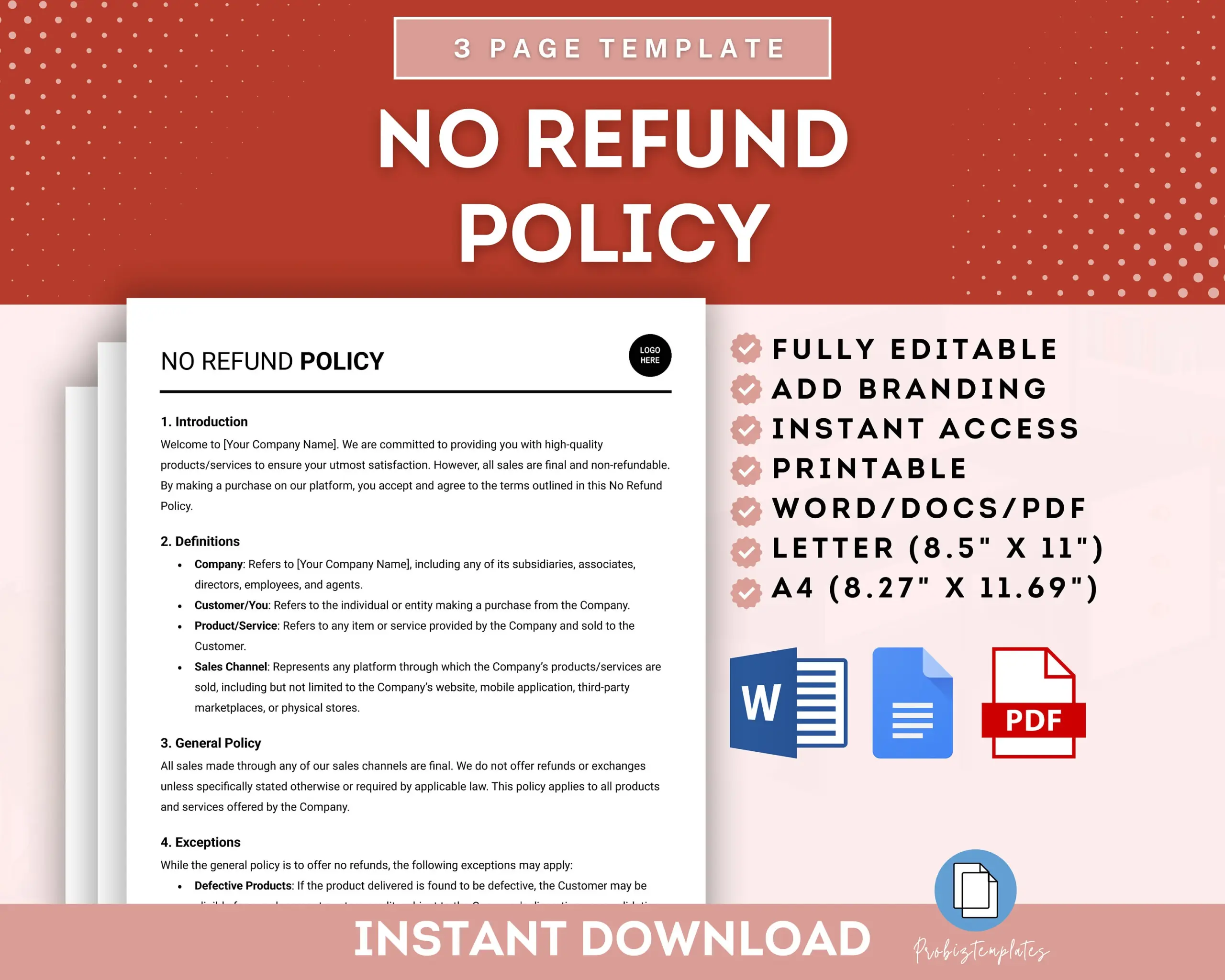 No Refund Policy Template Refund Policy No Refund Policy Template Refund Policy