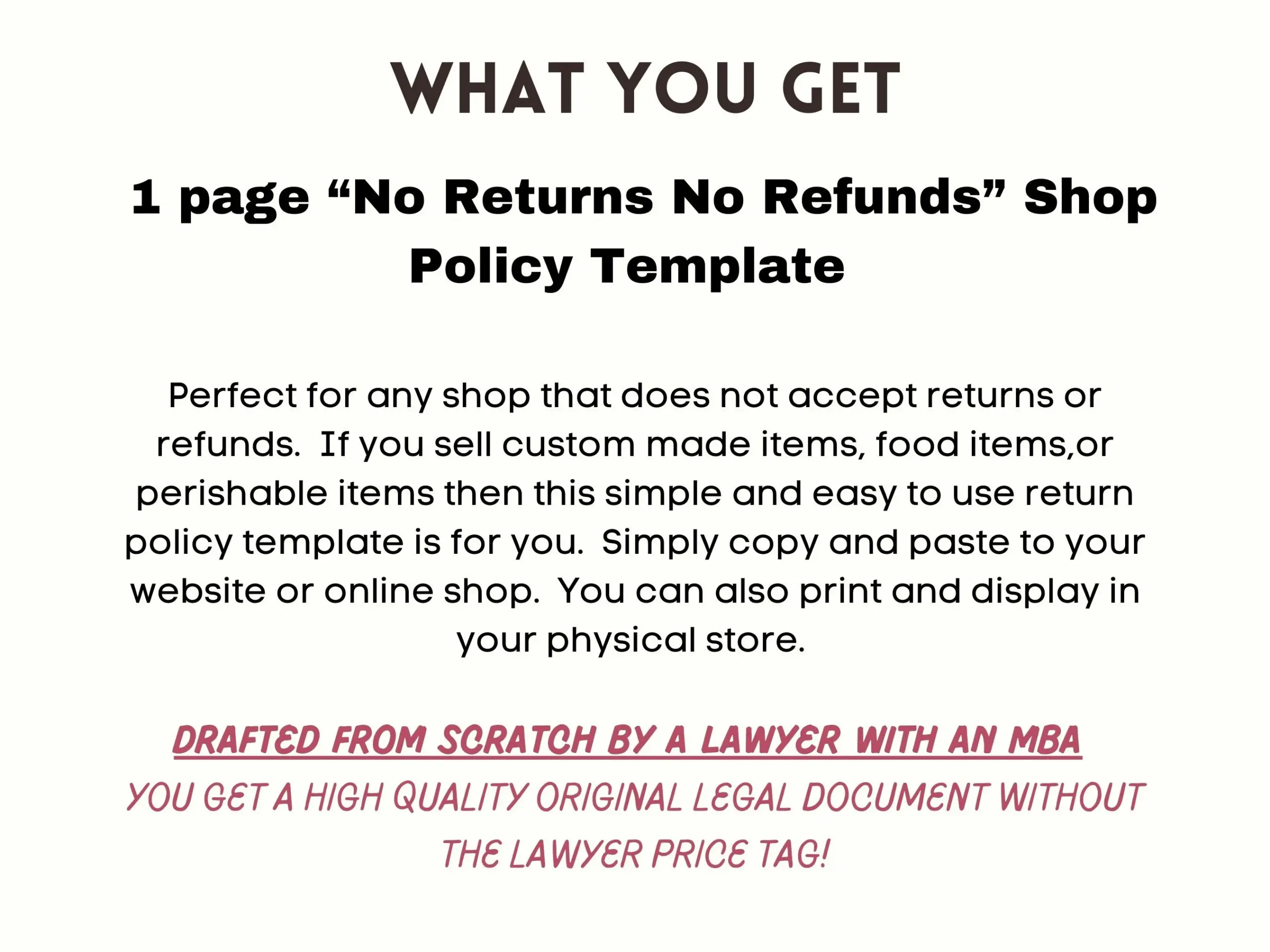 No Return No Refund Shop Policy Template No Return No Refund Shop Policy Template