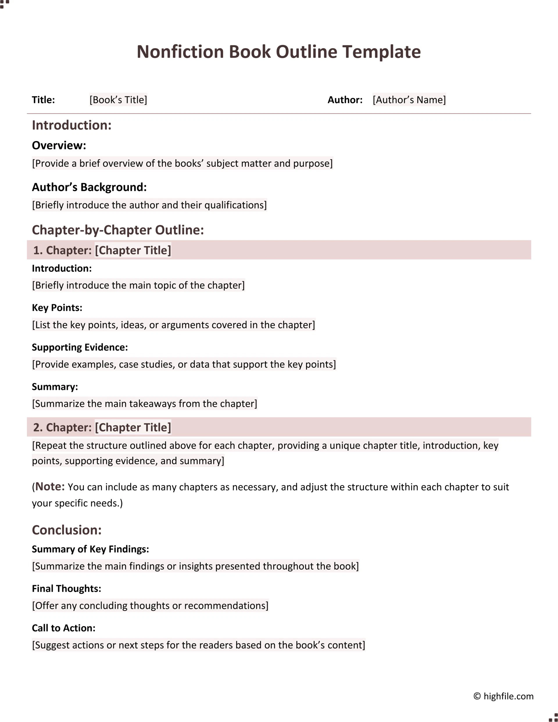 Nonfiction Book Outline Template Nonfiction Book Outline Template
