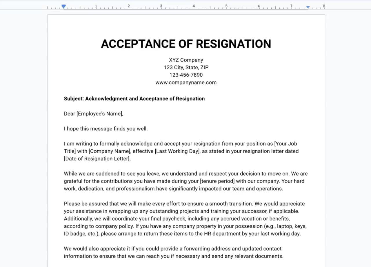 resignation acceptance letter template sample resignation acceptance letter template sample