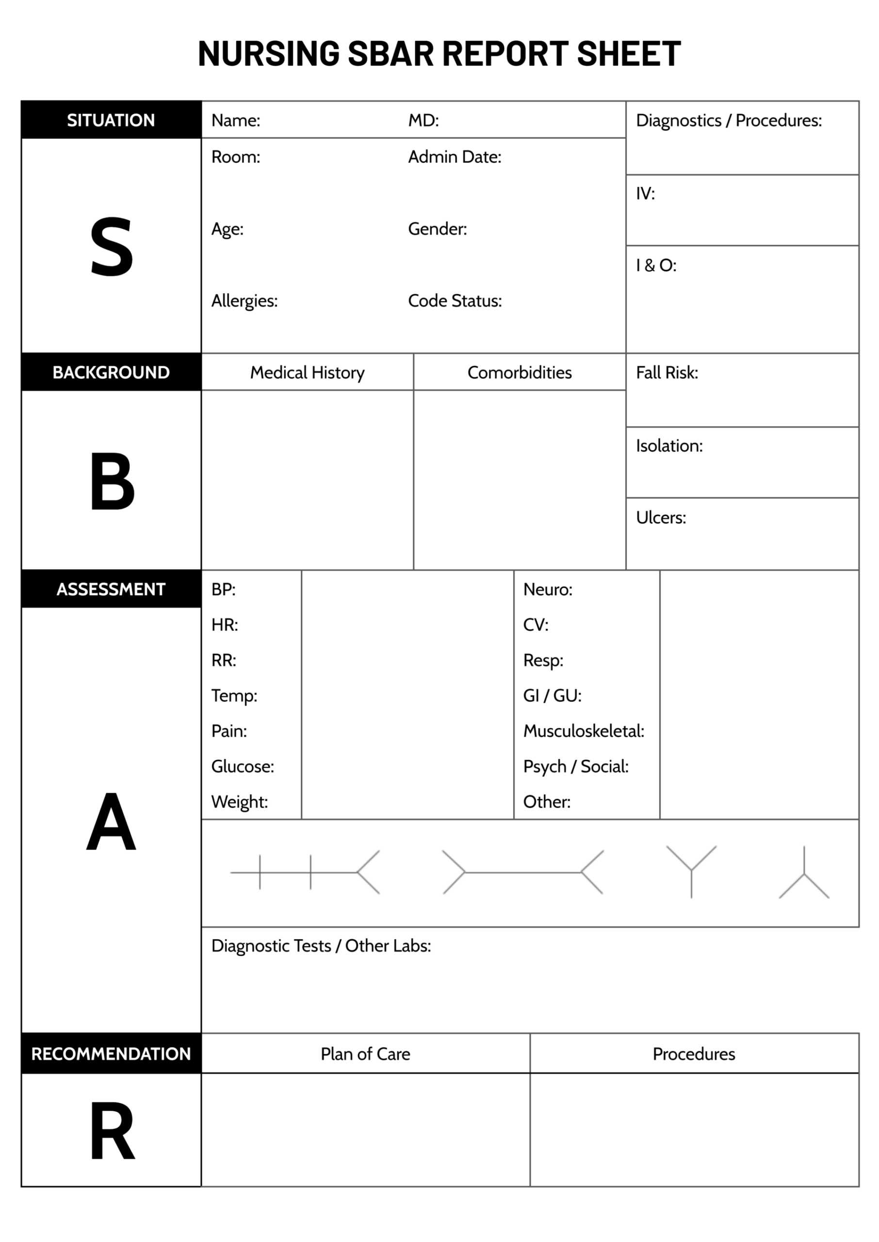 nursing report sheet templates sample