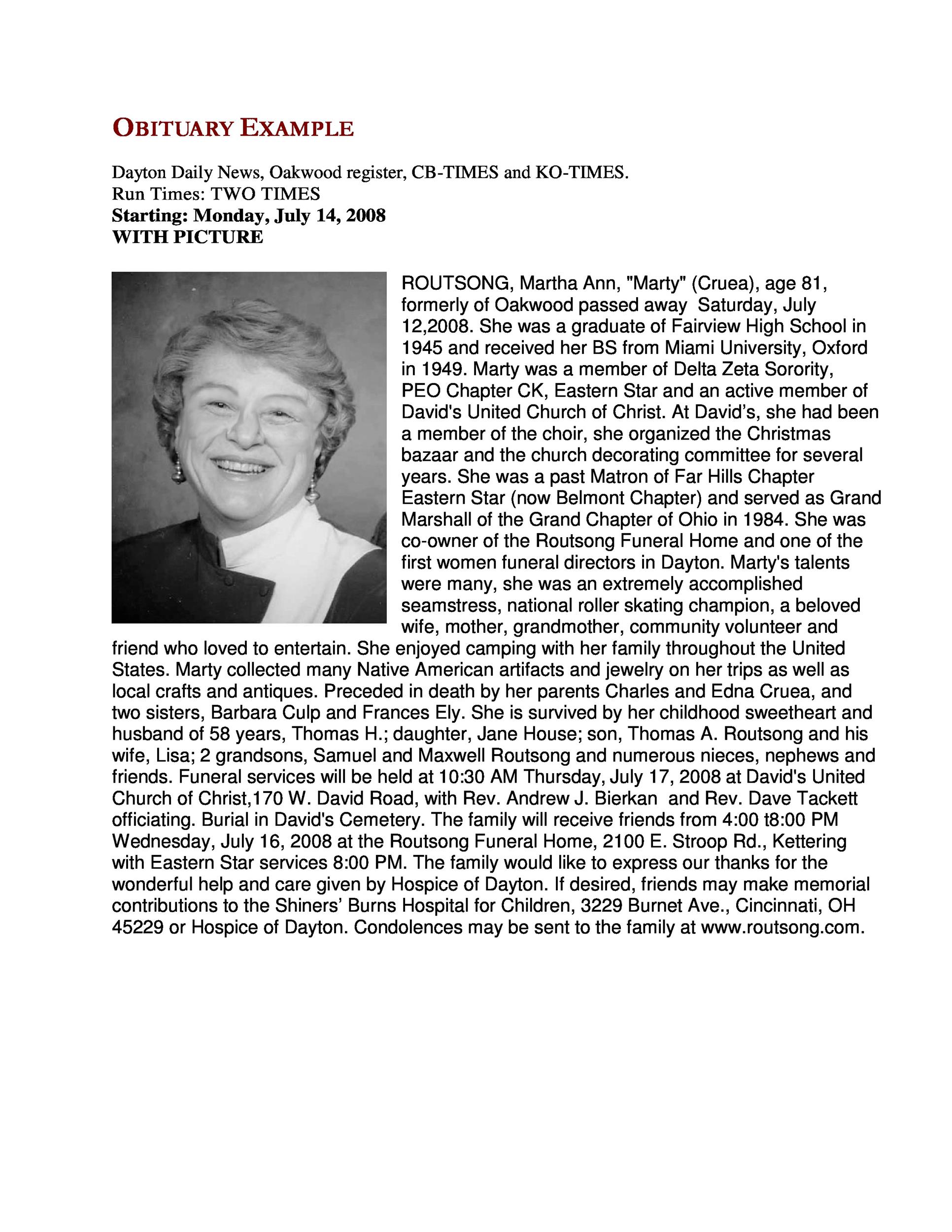 Obituary Templates