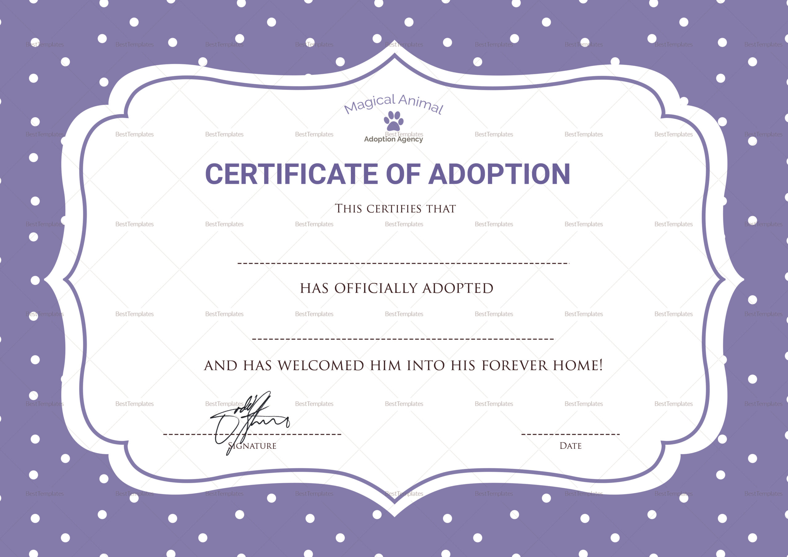 Official Adoption Certificate