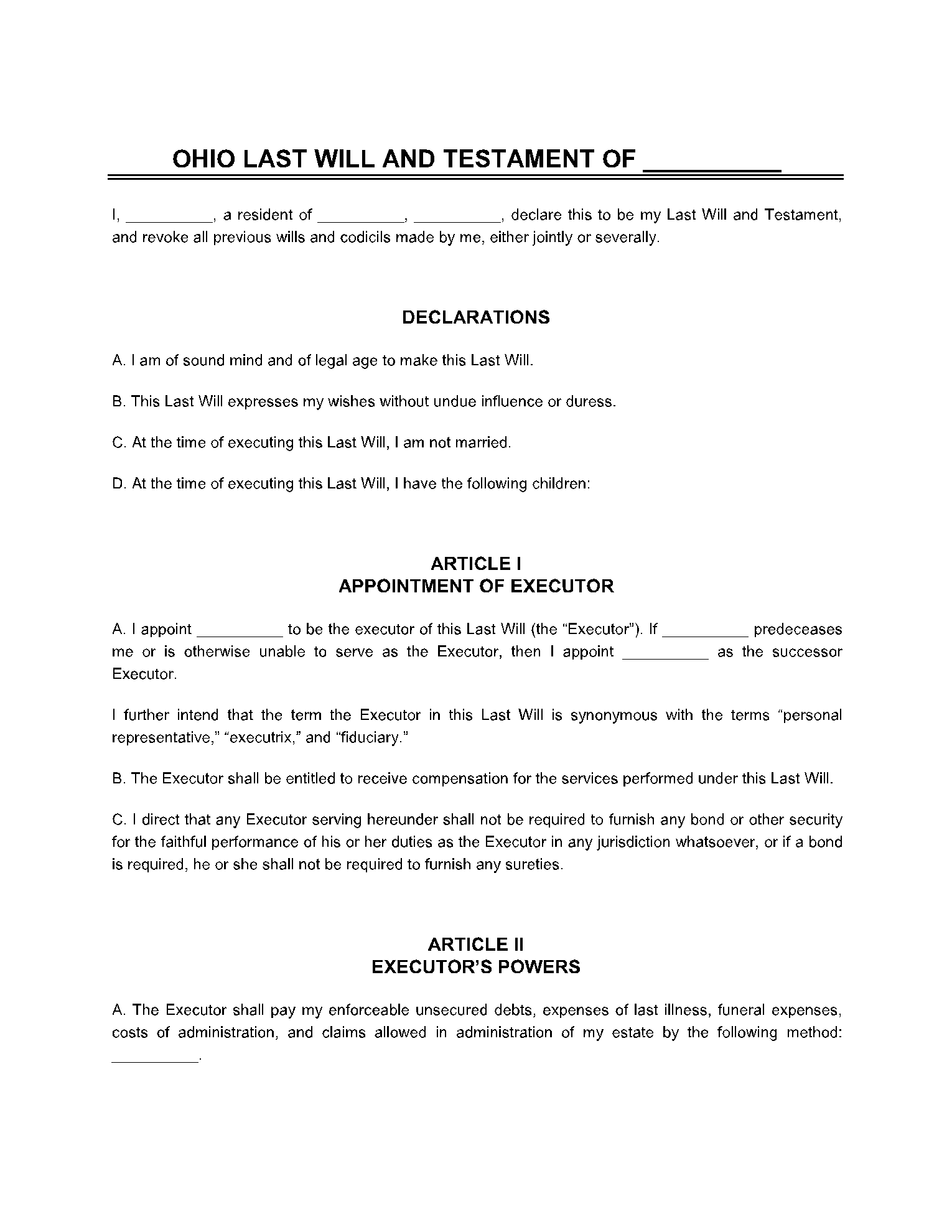 free executor letter sample template