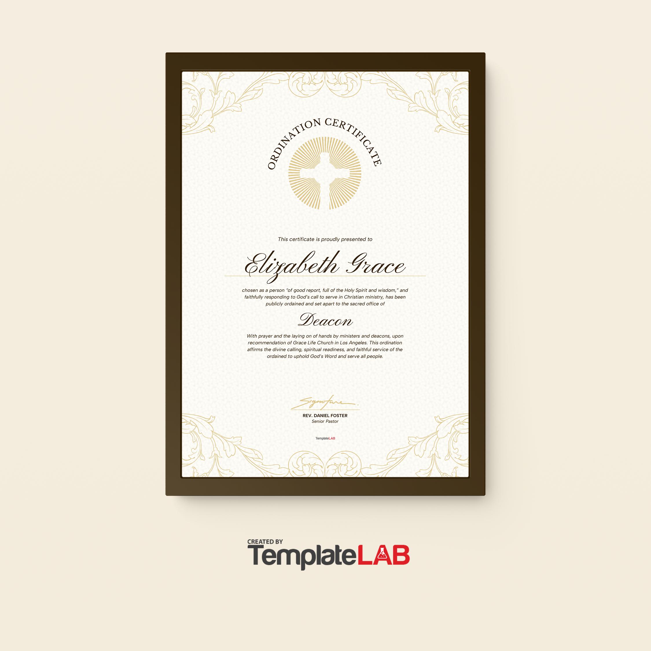 Ordination Certificate Ordination Certificate