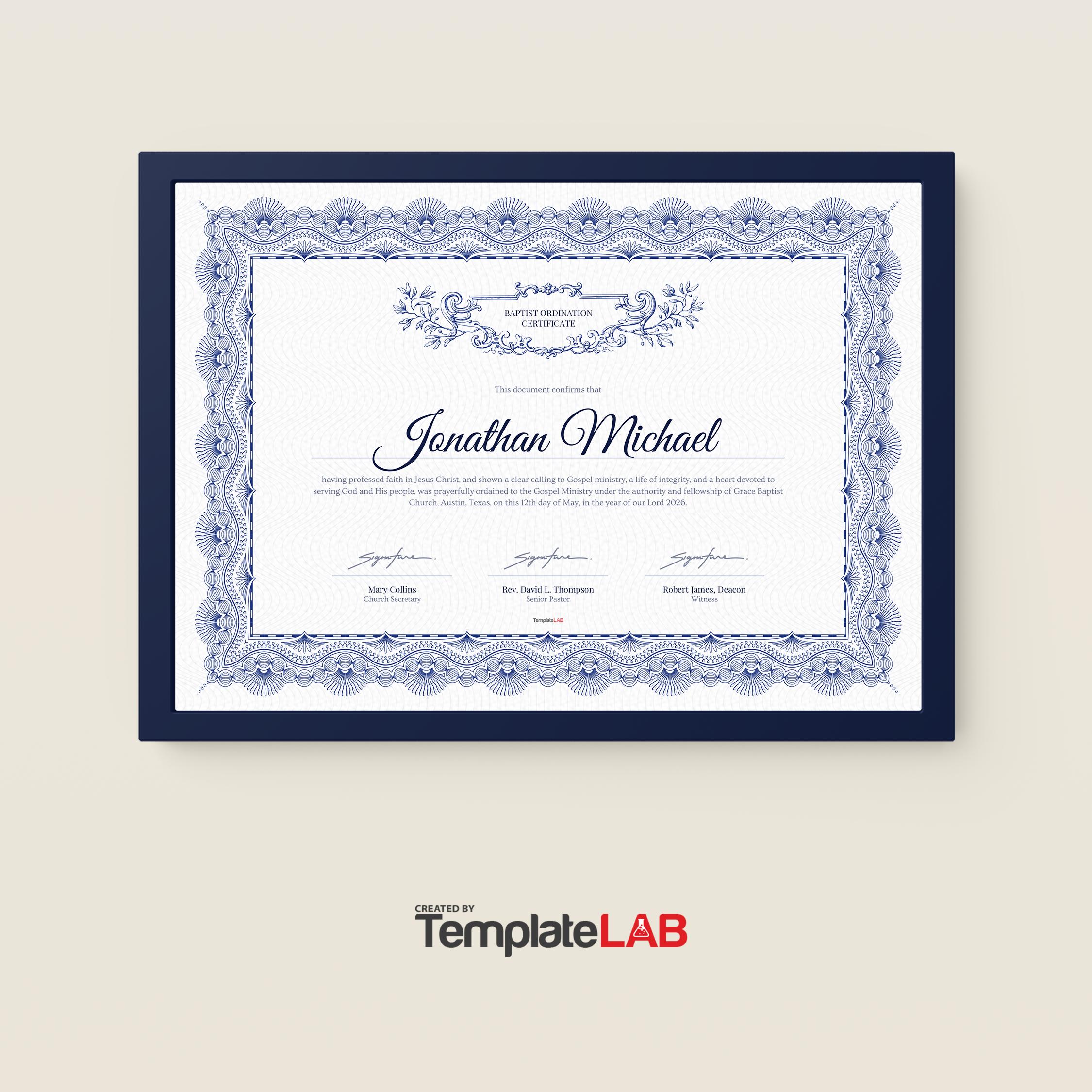 Ordination Certificate