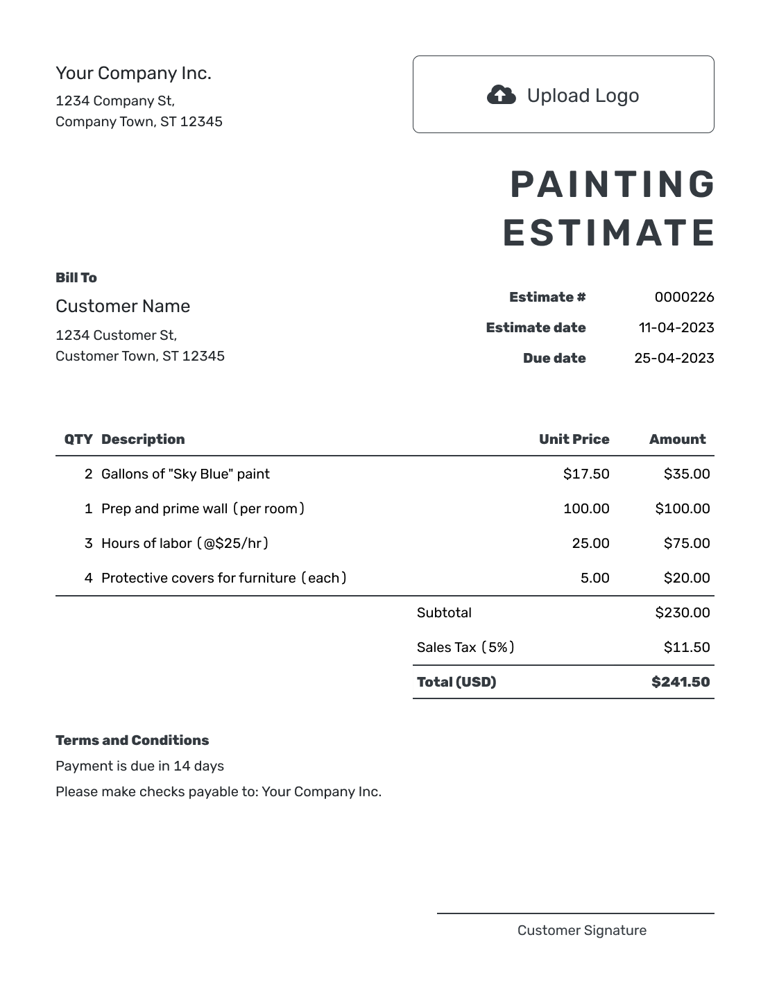sample painting estimate template in word sample painting estimate template in word