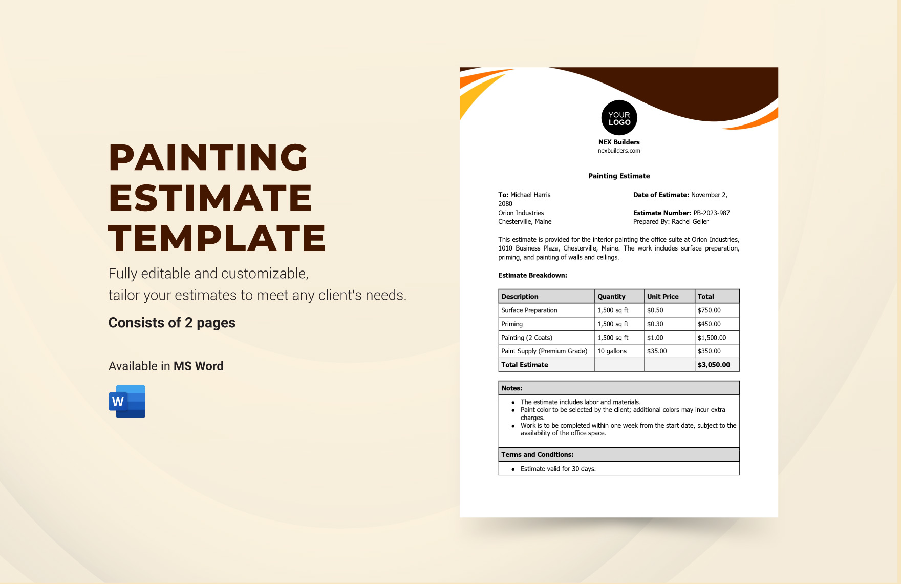 Painting Estimate Template Painting Estimate Template