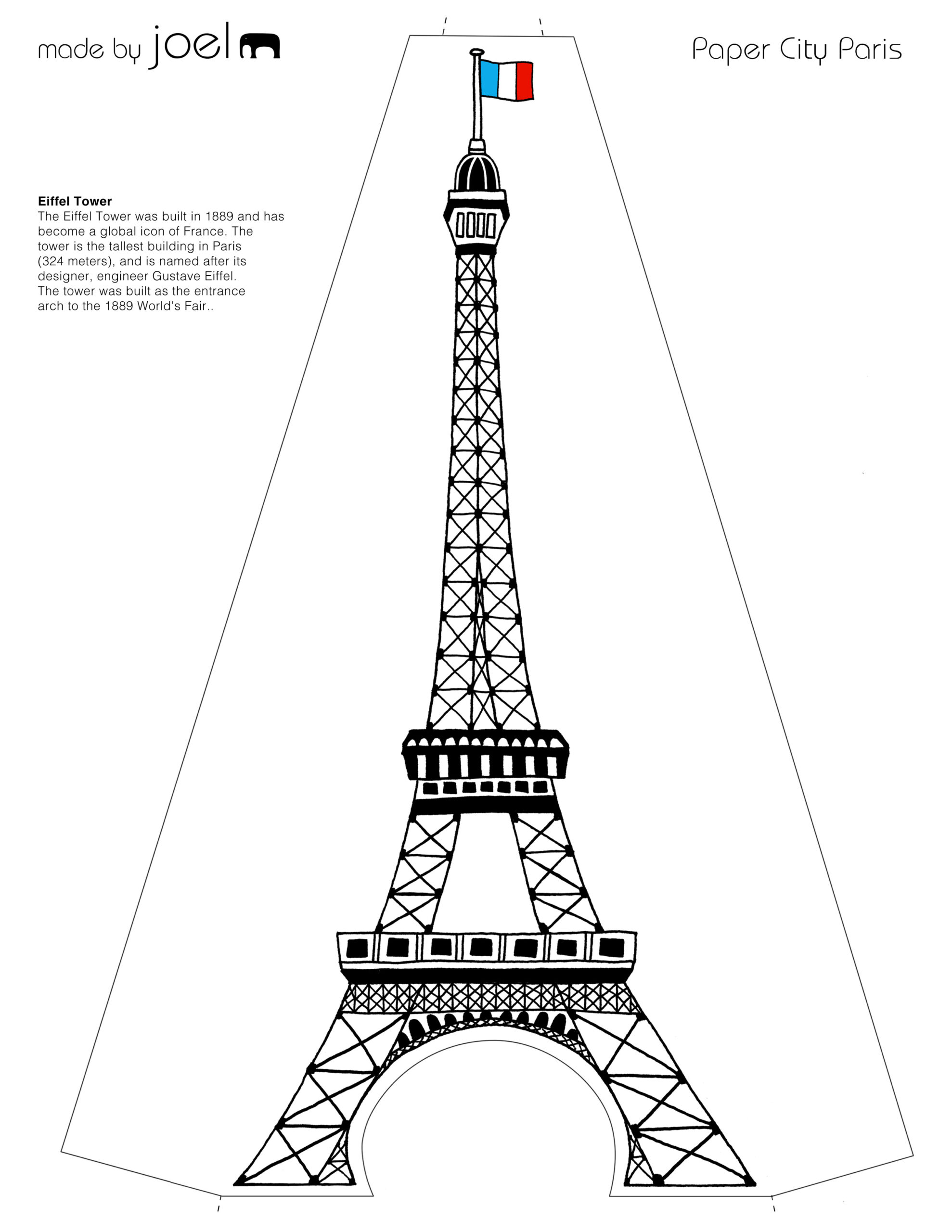 Paper City Paris Eiffel Tower Template