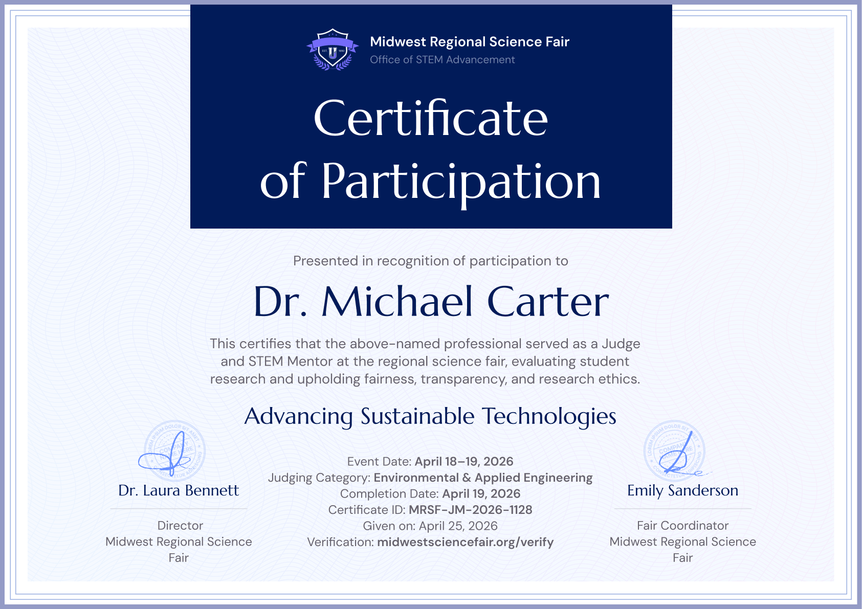 certificate of participation sample template