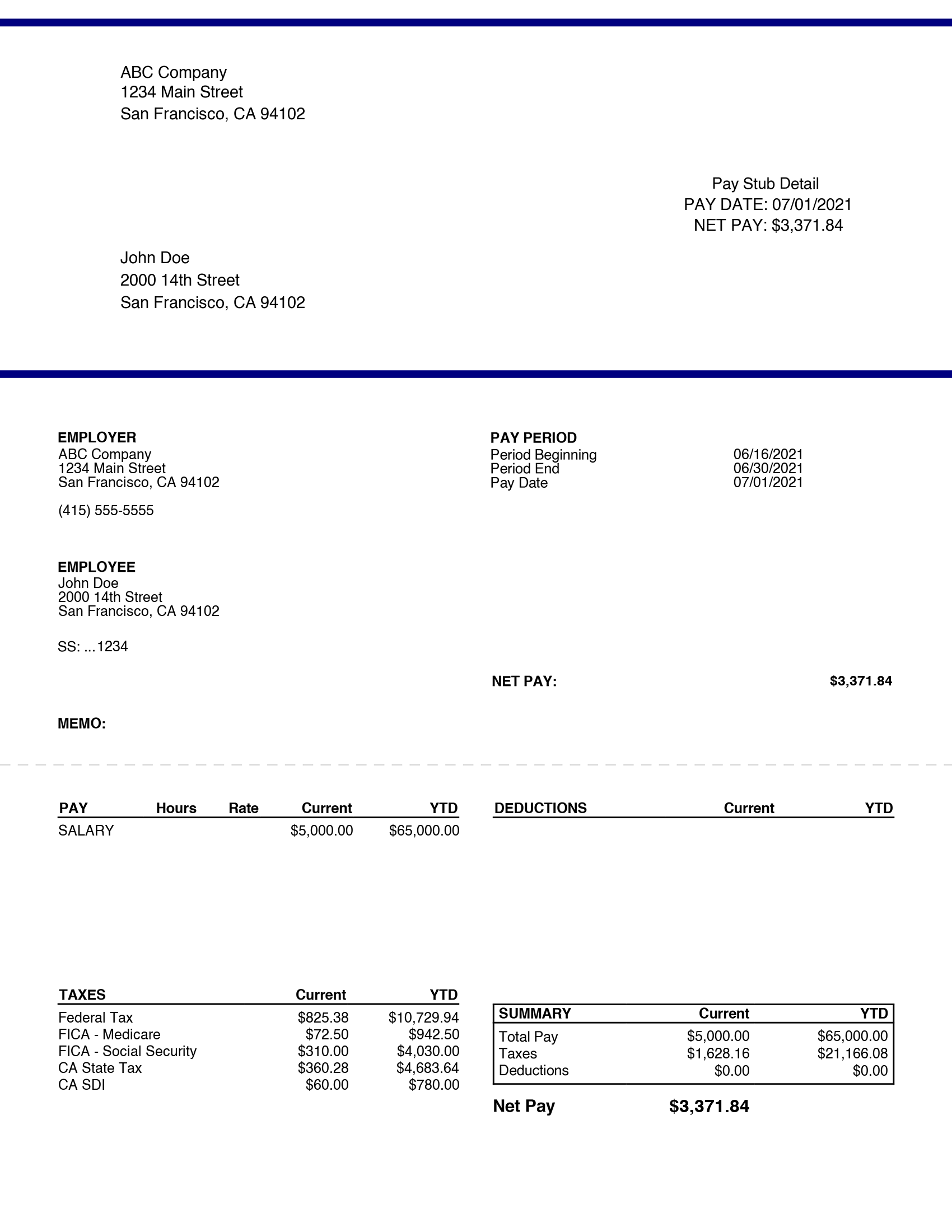 check stub template sample free check stub template sample free