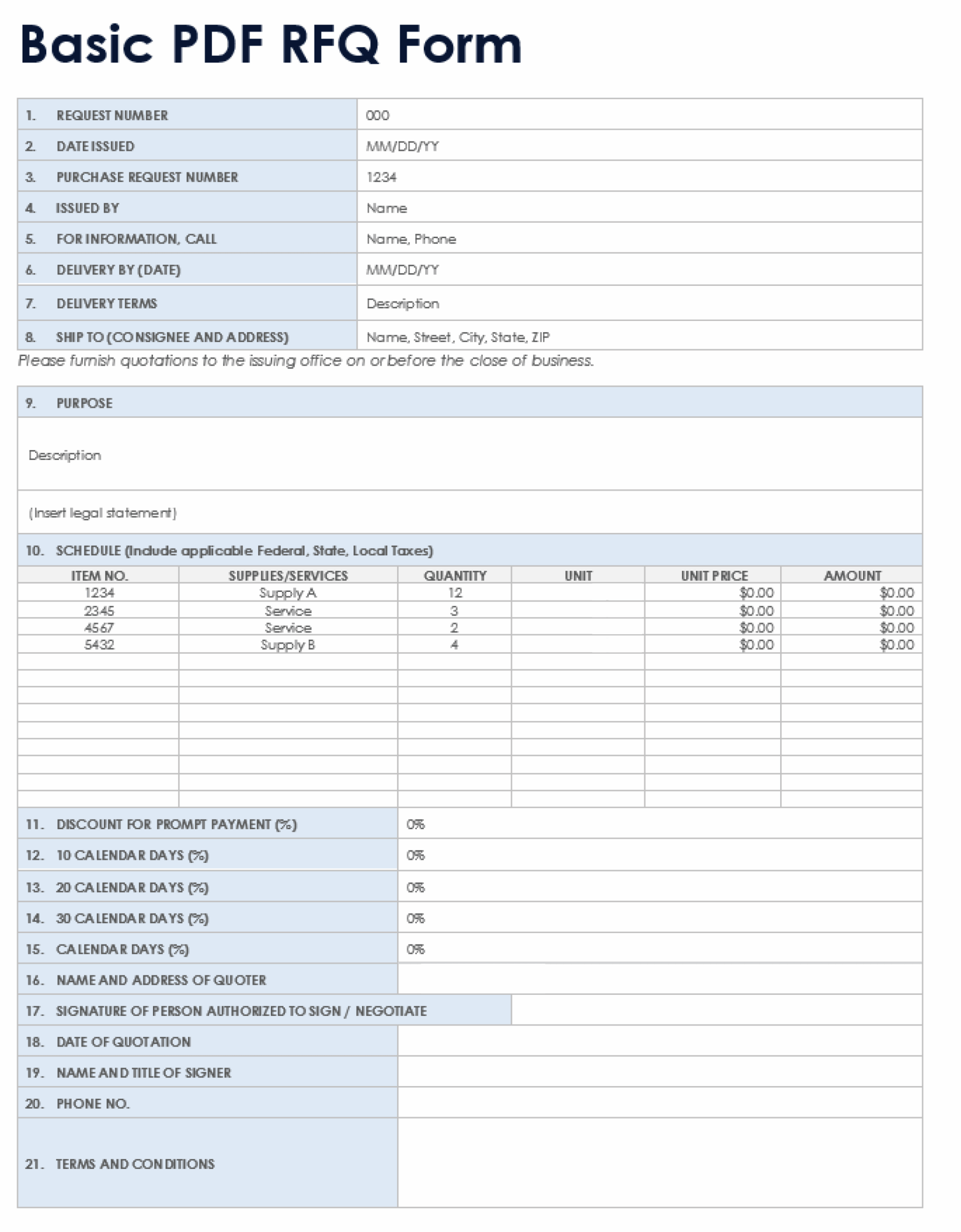 Pdf Rfq Templates