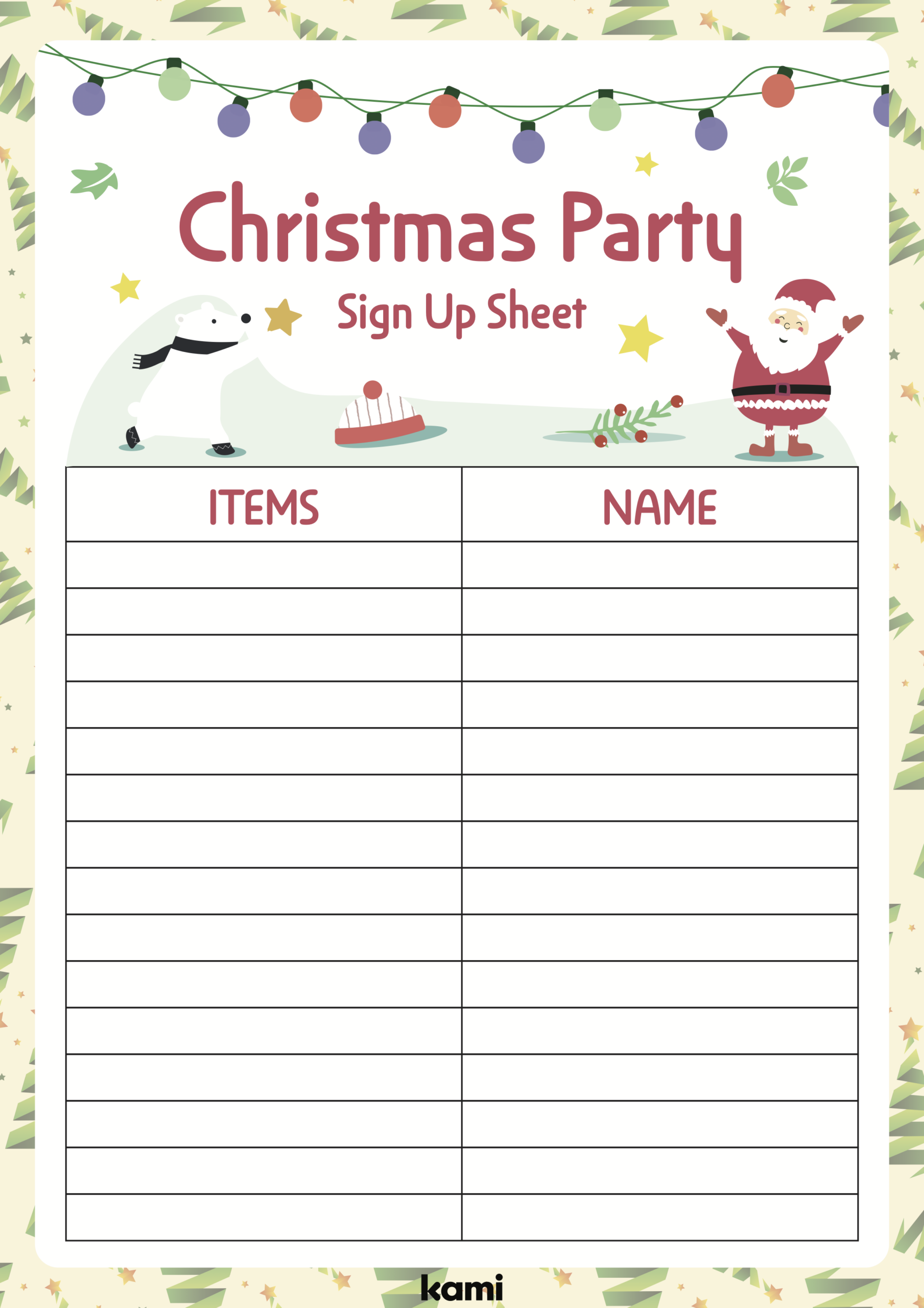 christmas party guest list template christmas party guest list template