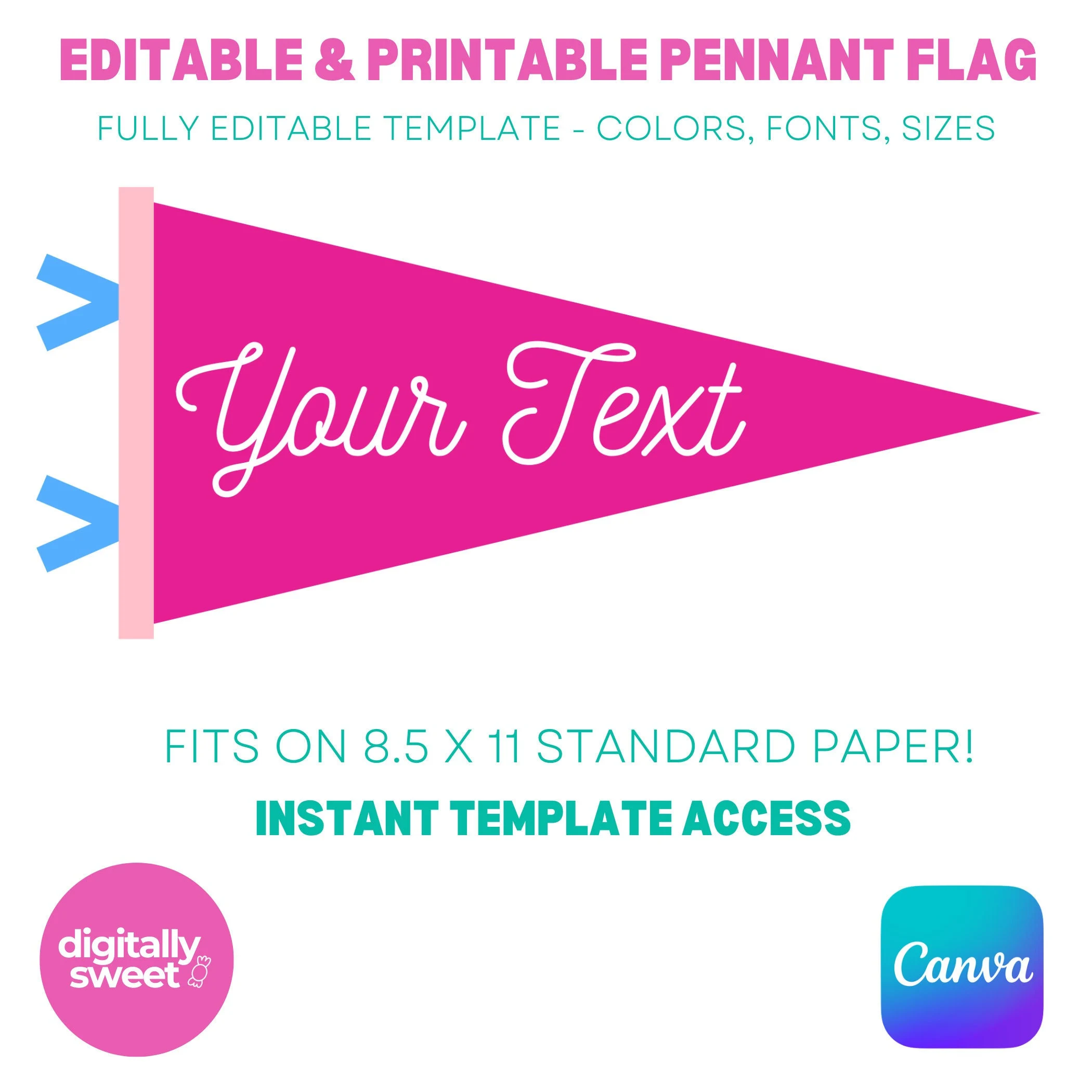 Pennant Flag Editable Canva Template Pennant Flag Editable Canva Template