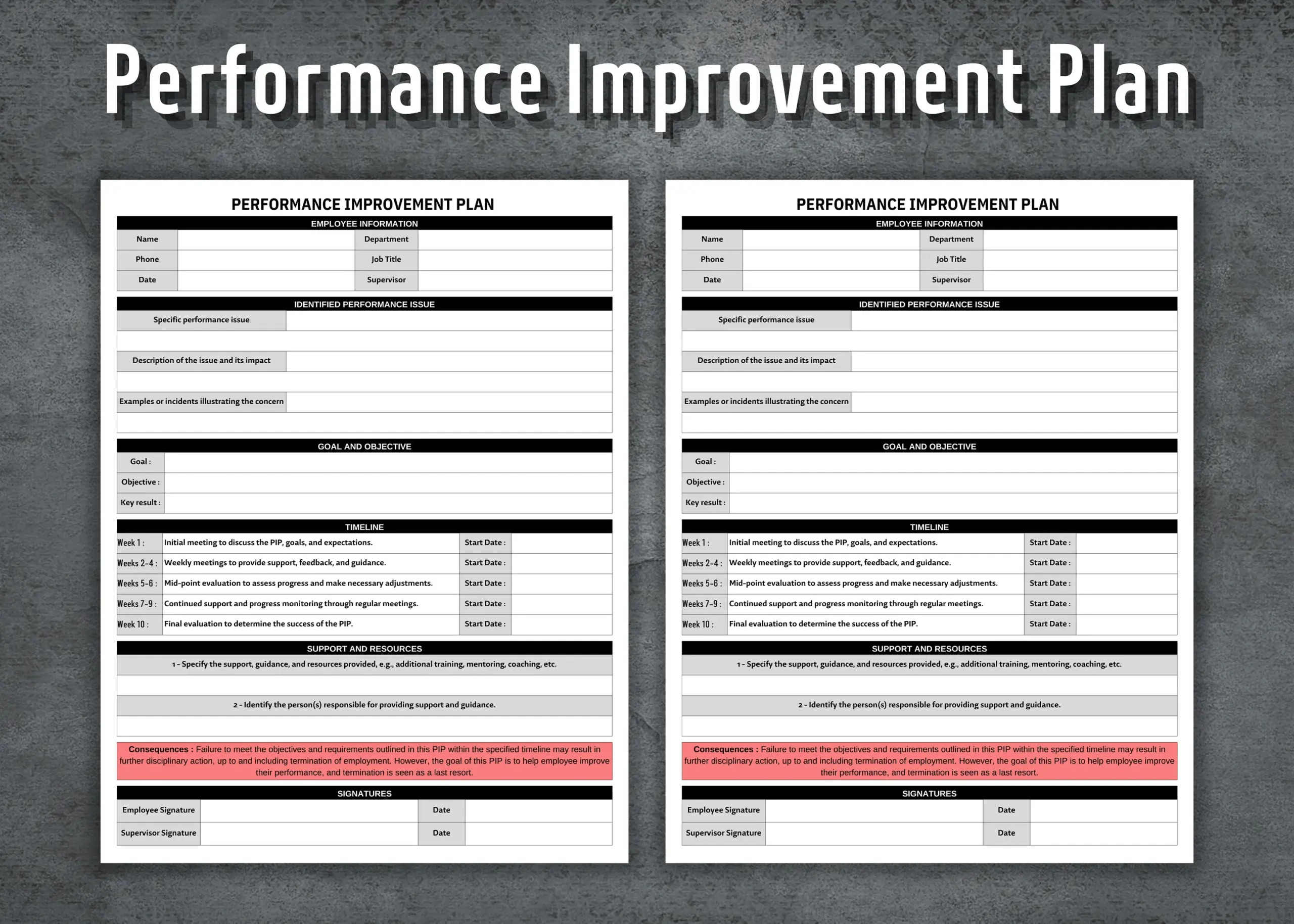 Performance Improvement Plan Template Performance Improvement Plan Template