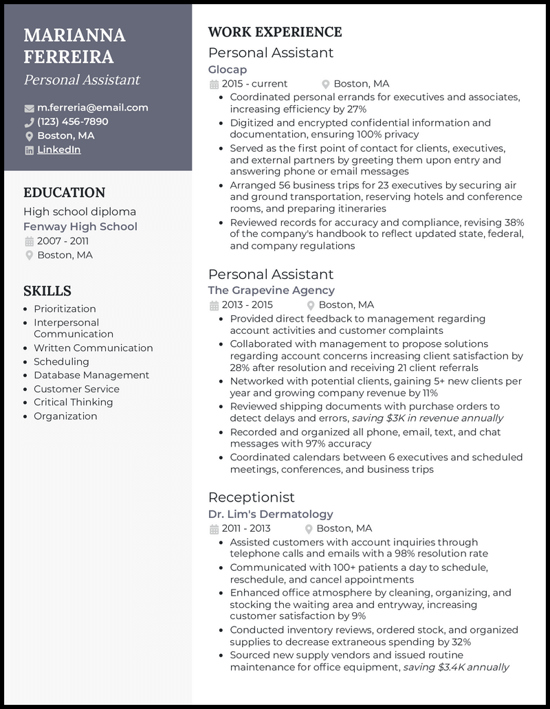 personal profile sample template personal profile sample template