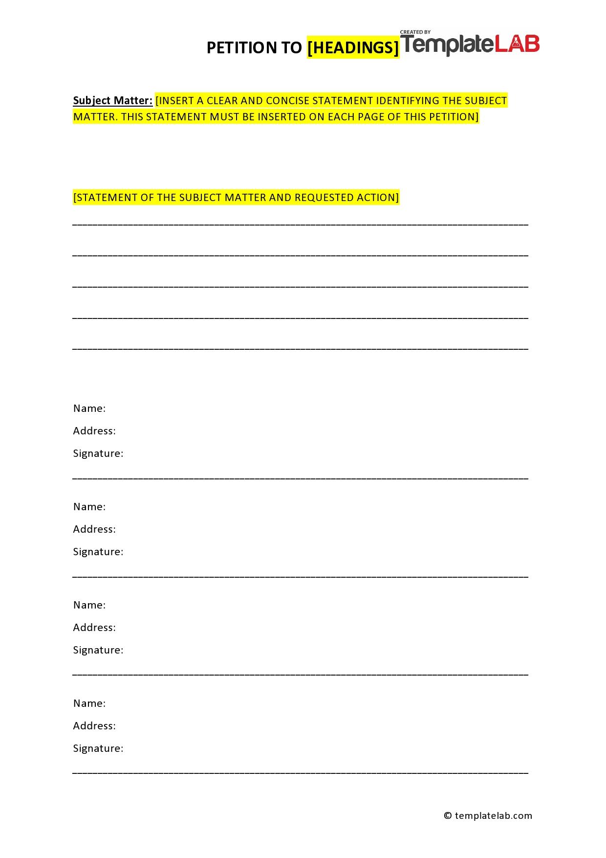 Petition Templates