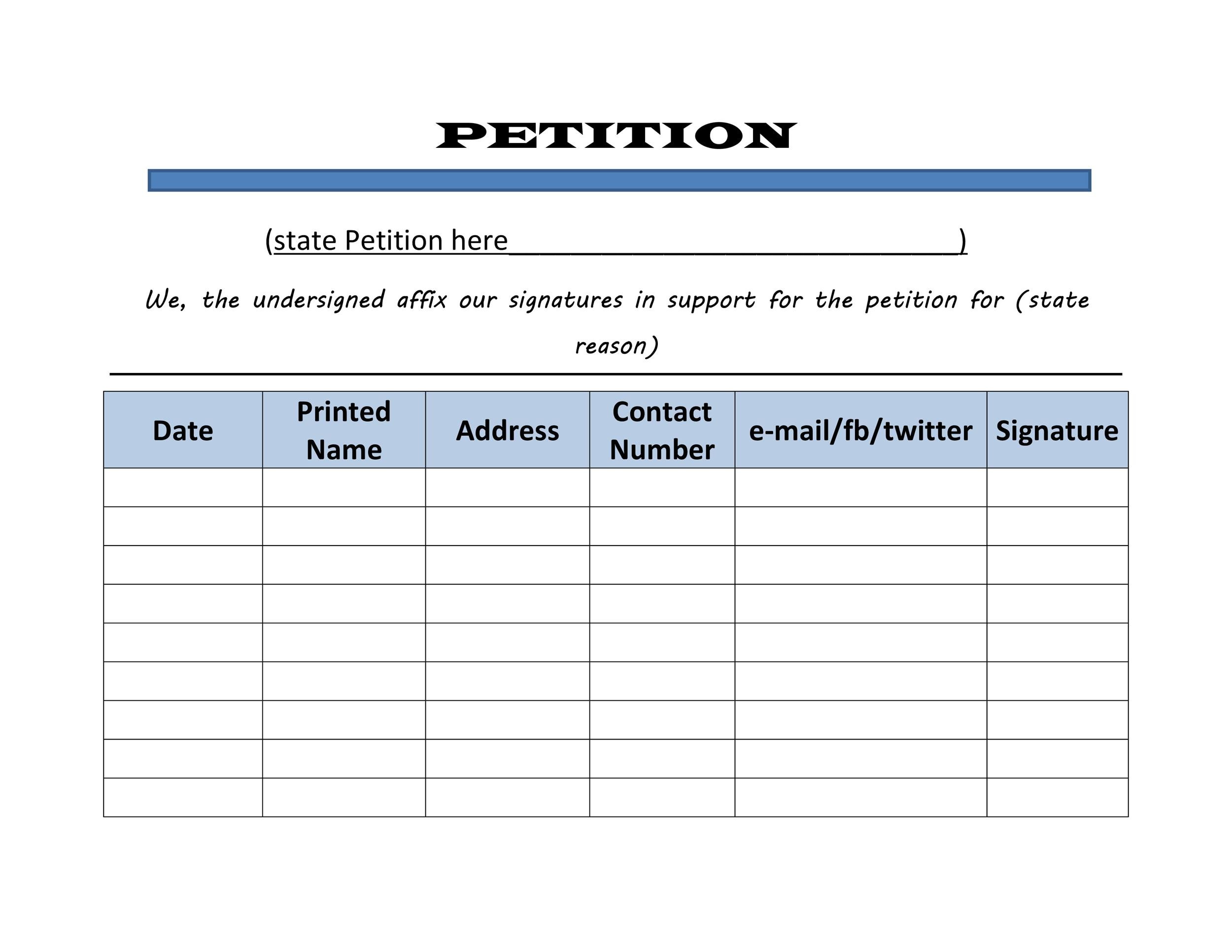 Petition Templates Petition Templates