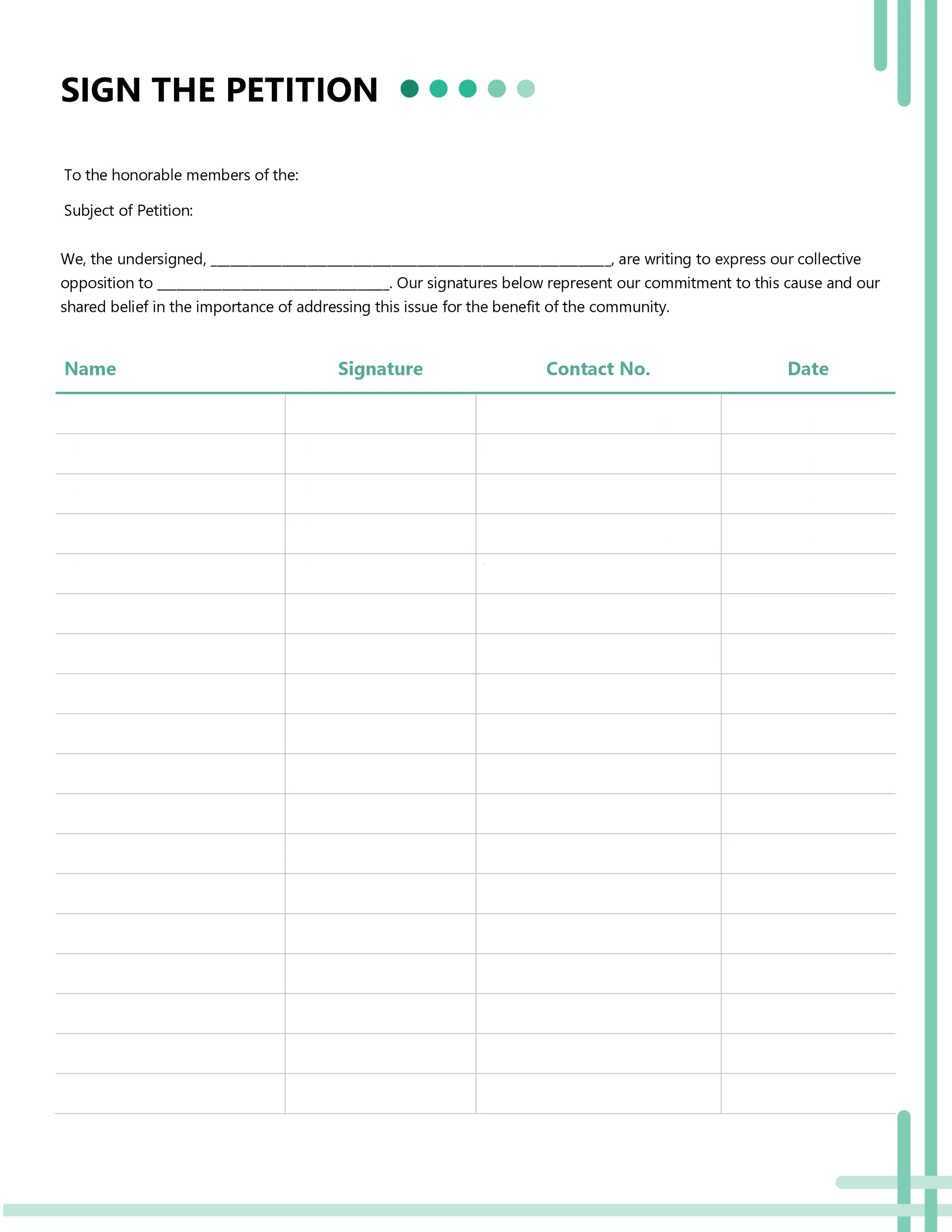 Petition Templates Petition Templates