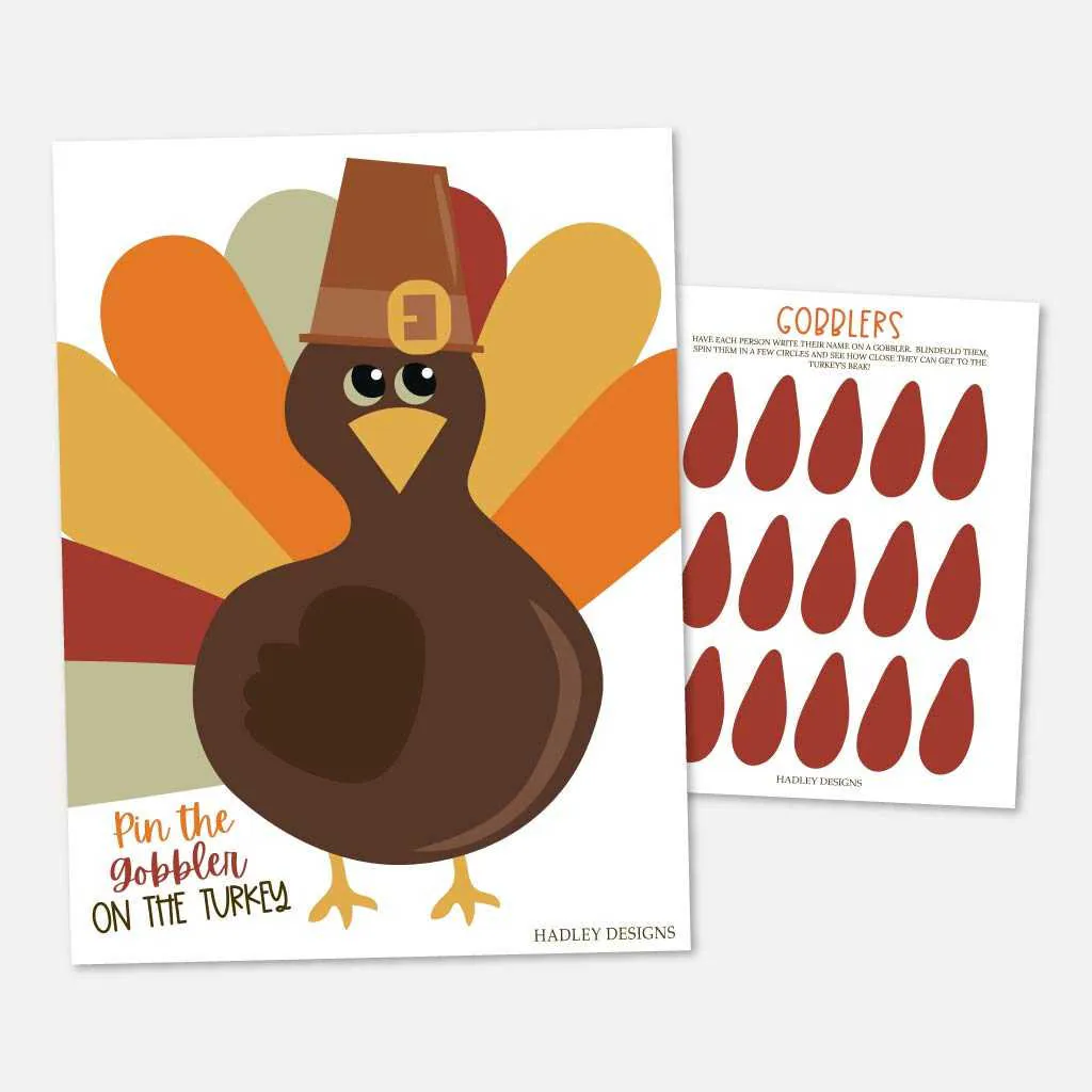 Pin The Gobbler Game Template Digital Pin The Gobbler Game Template Digital
