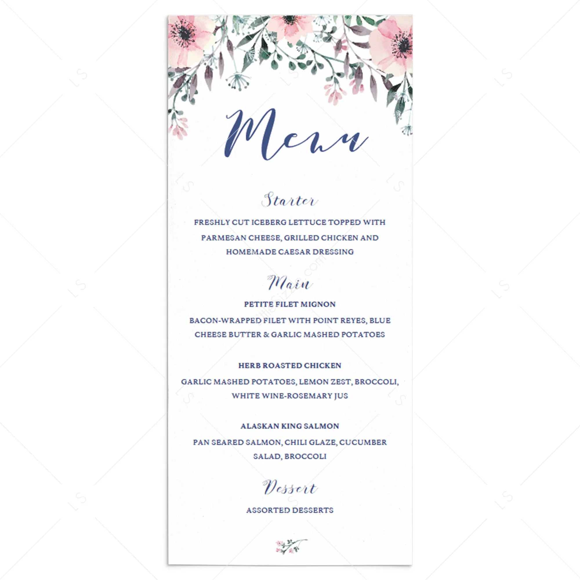 free printable bridal shower menu template