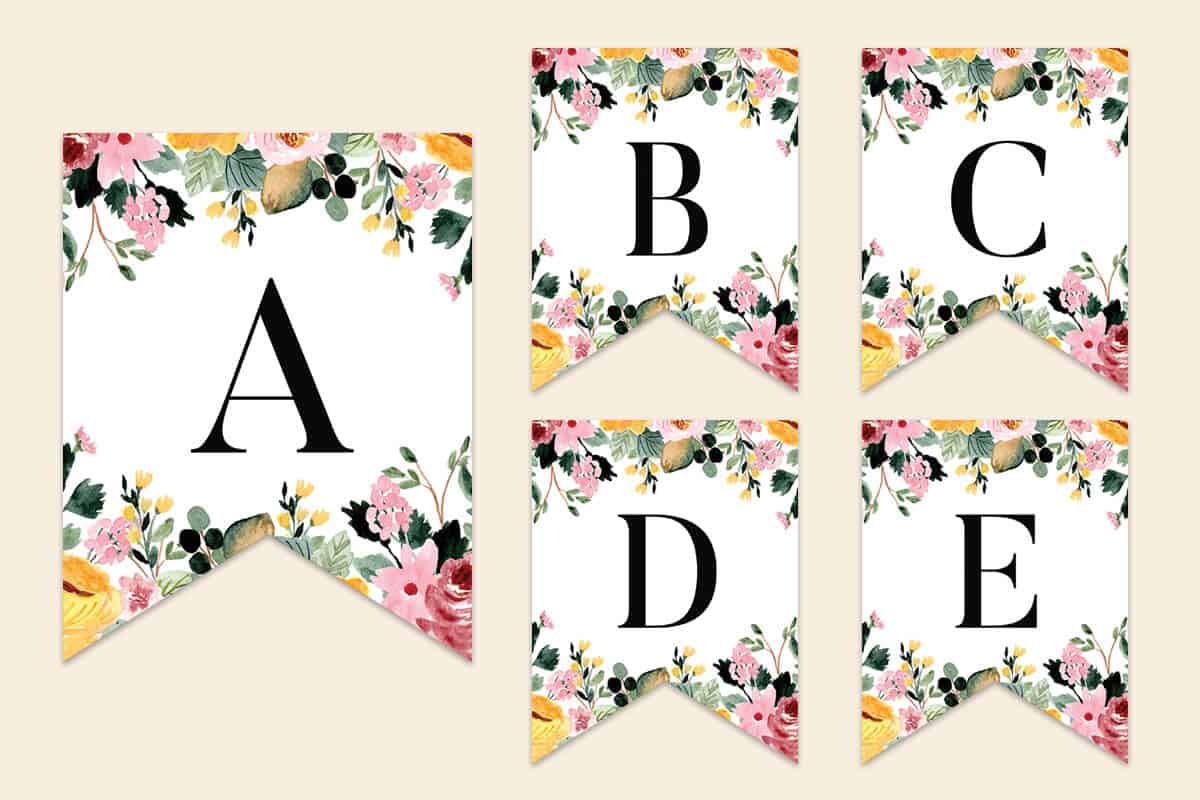 Pink Yellow Floral Letters Banner Pink Yellow Floral Letters Banner
