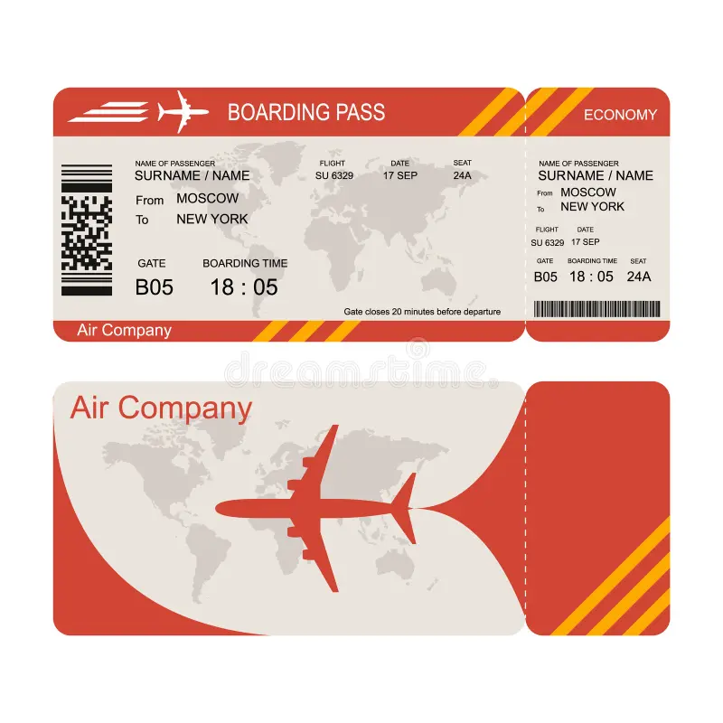 plane ticket sample template