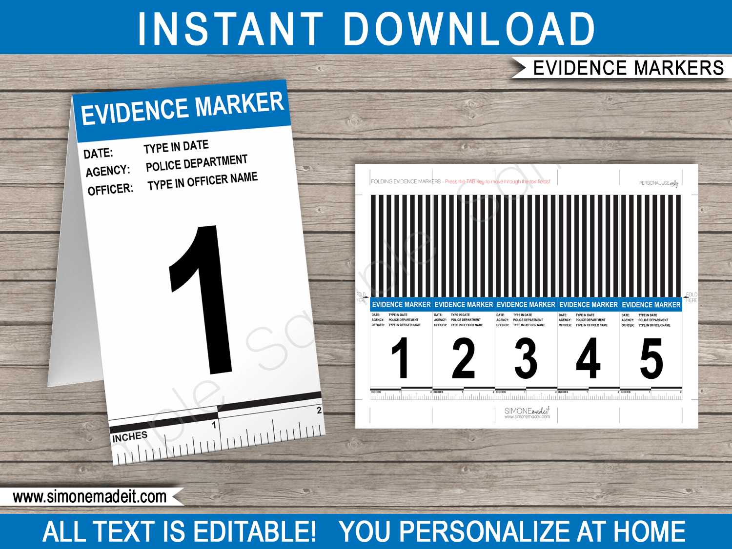 Police Evidence Markers Template